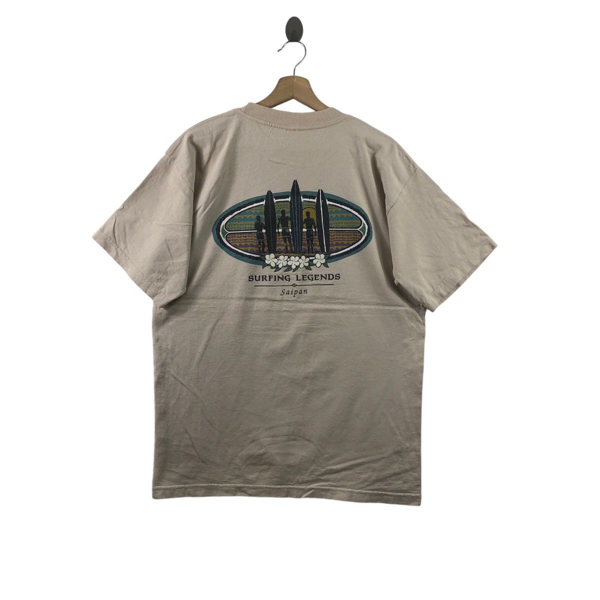 Vintage Vintage 90s SURFING LEGENDS Saipan Tee Shirt Hawaii Surf Size US L / EU 52-54 / 3 - 4 Thumbnail
