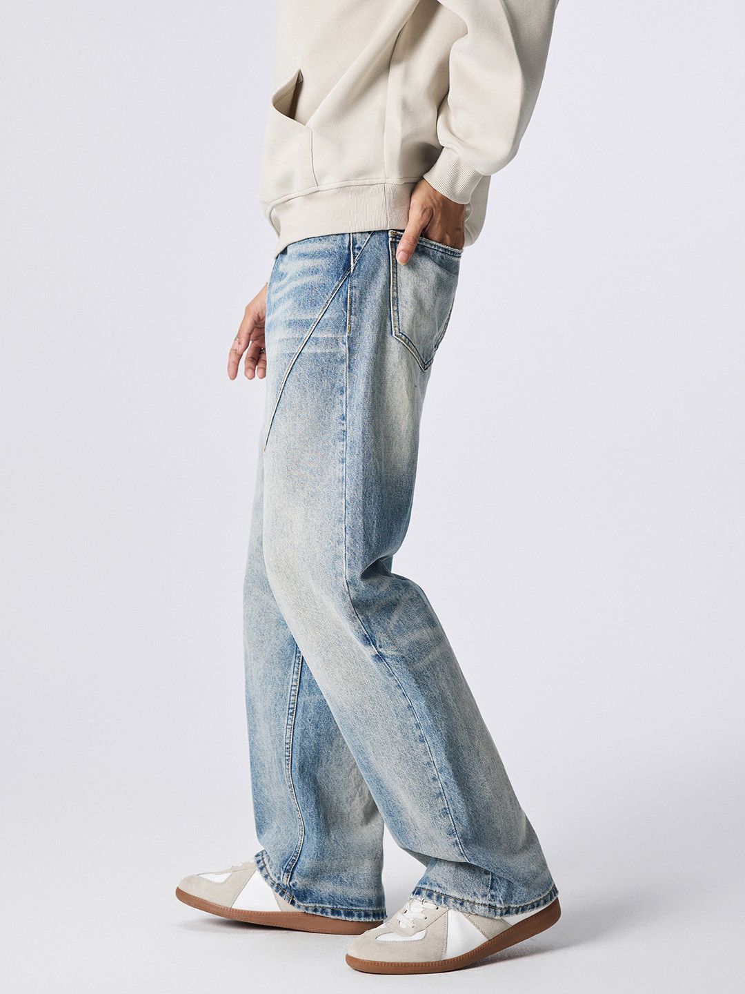 Japanese Brand Retro washed loose flared cleanfit whiskered jeans Size US 32 / EU 48 - 3 Thumbnail