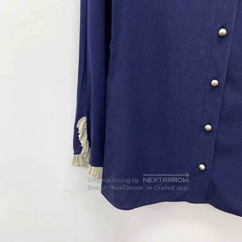 Gucci Gucci 23 dark blue lace design mulberry silk single-breast Size XS / US 0-2 / IT 36-38 - 4 Thumbnail