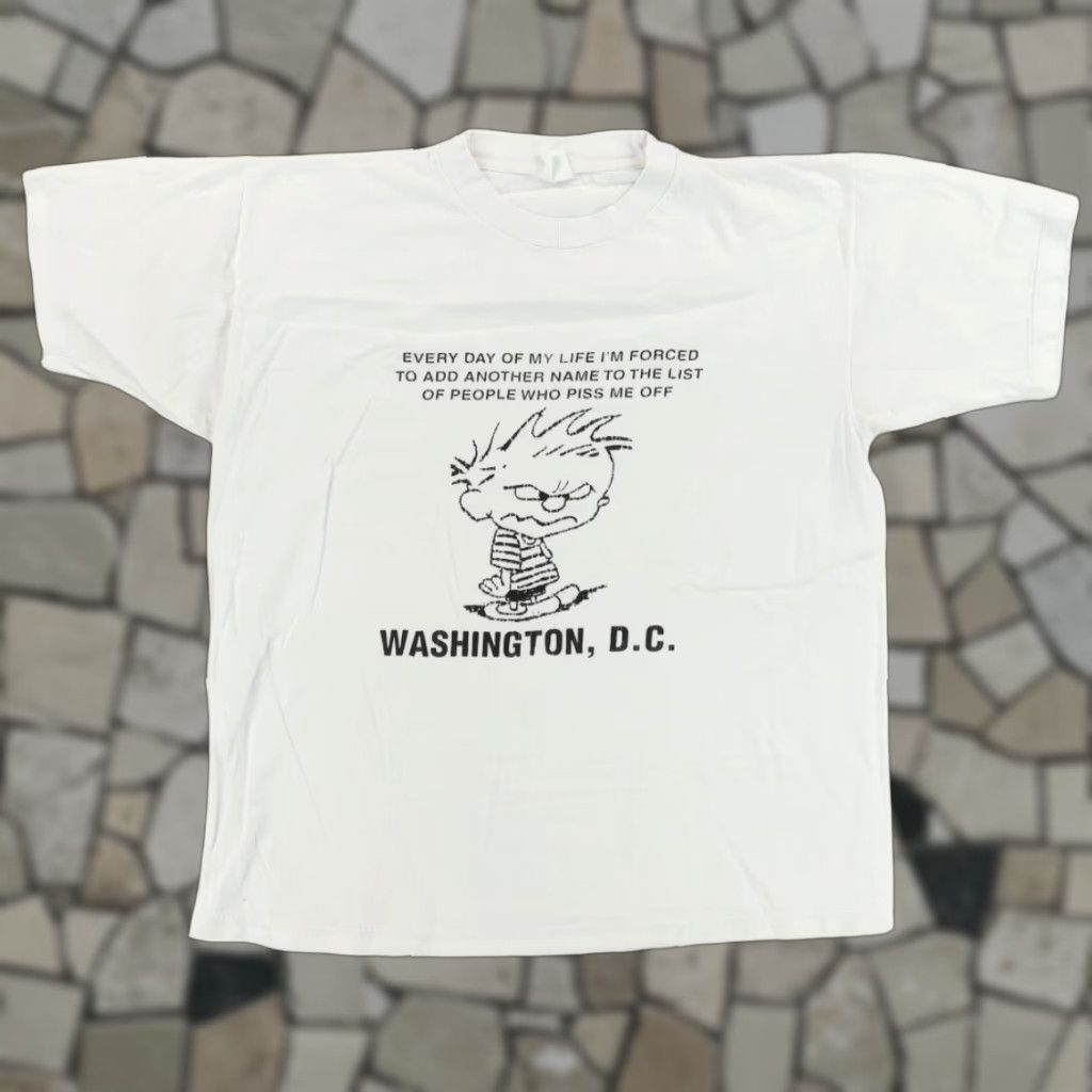 Vintage VTG Bay Club Calvin and Hobbes Washington DC Solid T-Shirt White Men's L Shirt Mens VTG Size US L / EU 52-54 / 3 - 1 Thumbnail