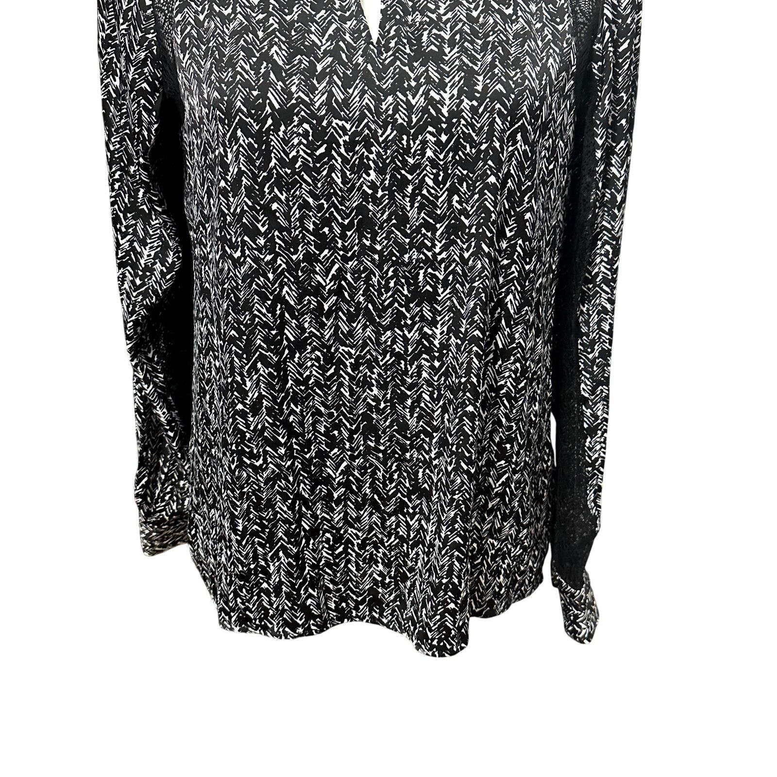 Other Ellen Tracy Blouse Abstract Long Sleeve Sheer Black/White S Size S / US 4 / IT 40 - 3 Thumbnail