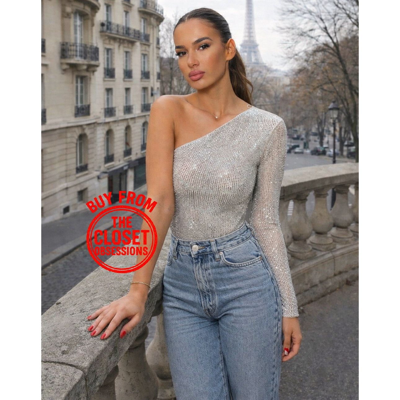 Zara ZARA Blogger Fave One Shoulder Embellished Bodysuit NWT Size M / US 6-8 / IT 42-44 - 2 Thumbnail