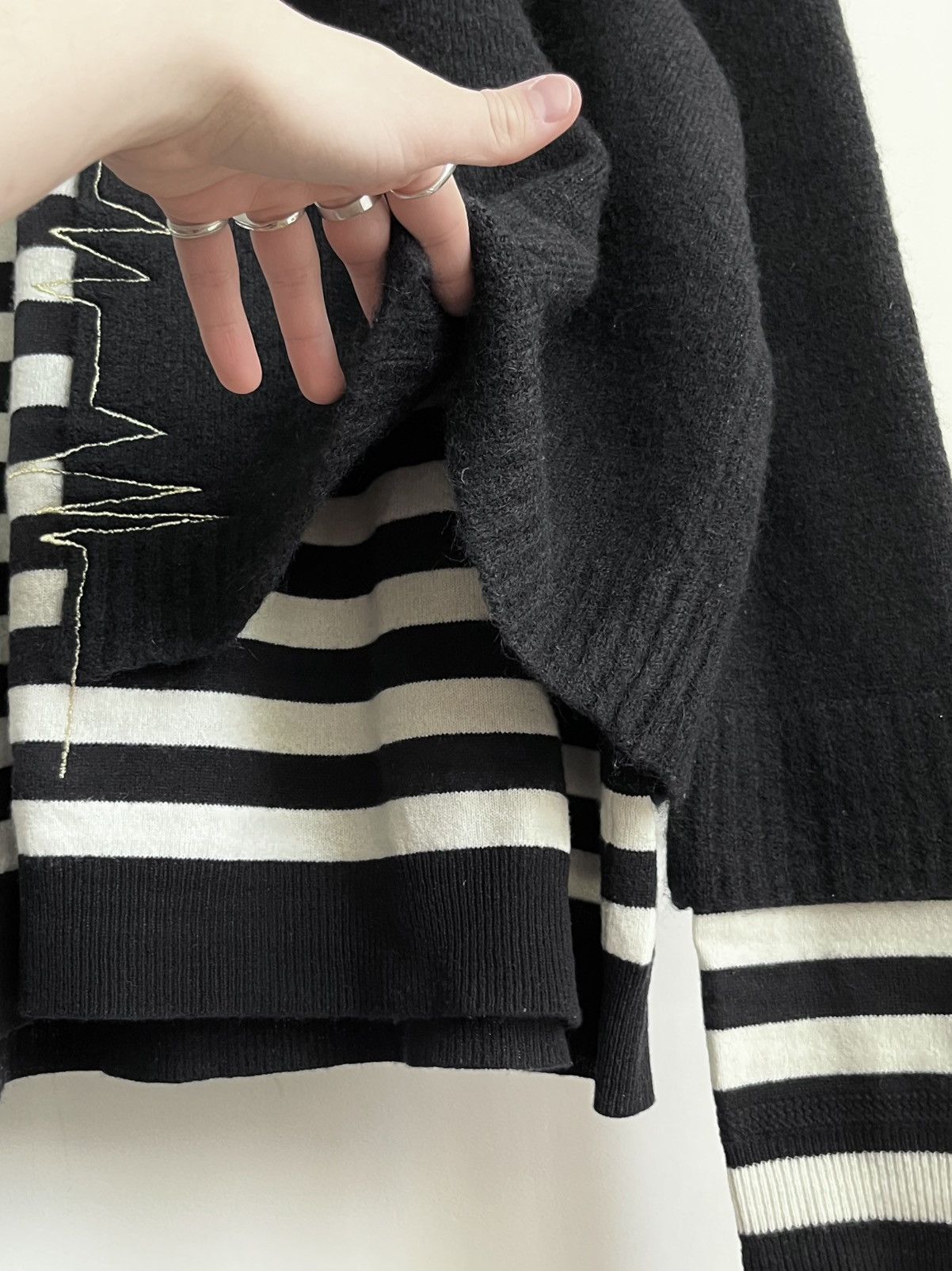 Haider Ackermann Haider Ackermann AW17 layered striped blend knit sweater Size US L / EU 52-54 / 3 - 4 Thumbnail