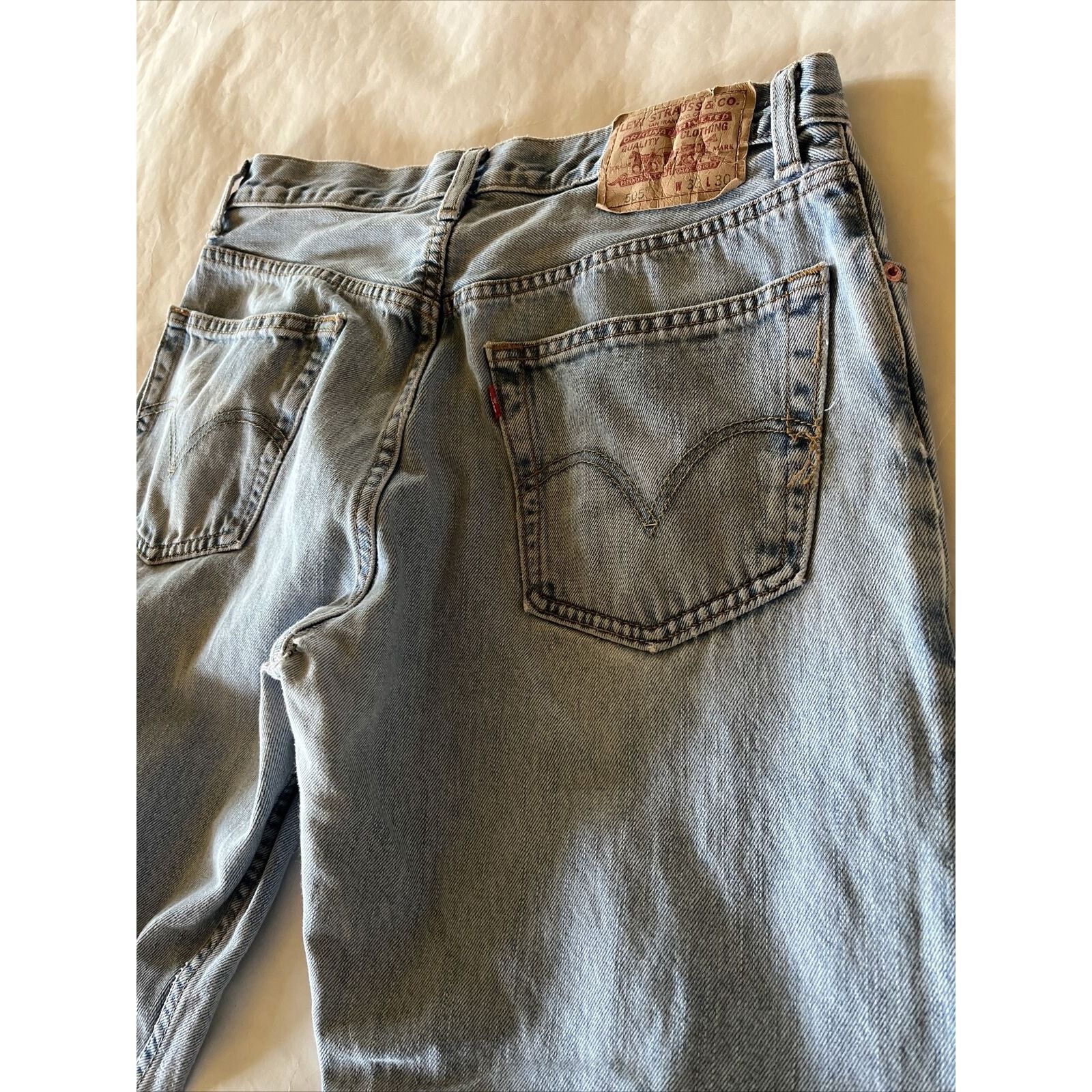 Levi's Levi’s 505 Jeans Mens 32x30 Light Wash Denim Cotton Blue Size US 32 / EU 48 - 16 Thumbnail