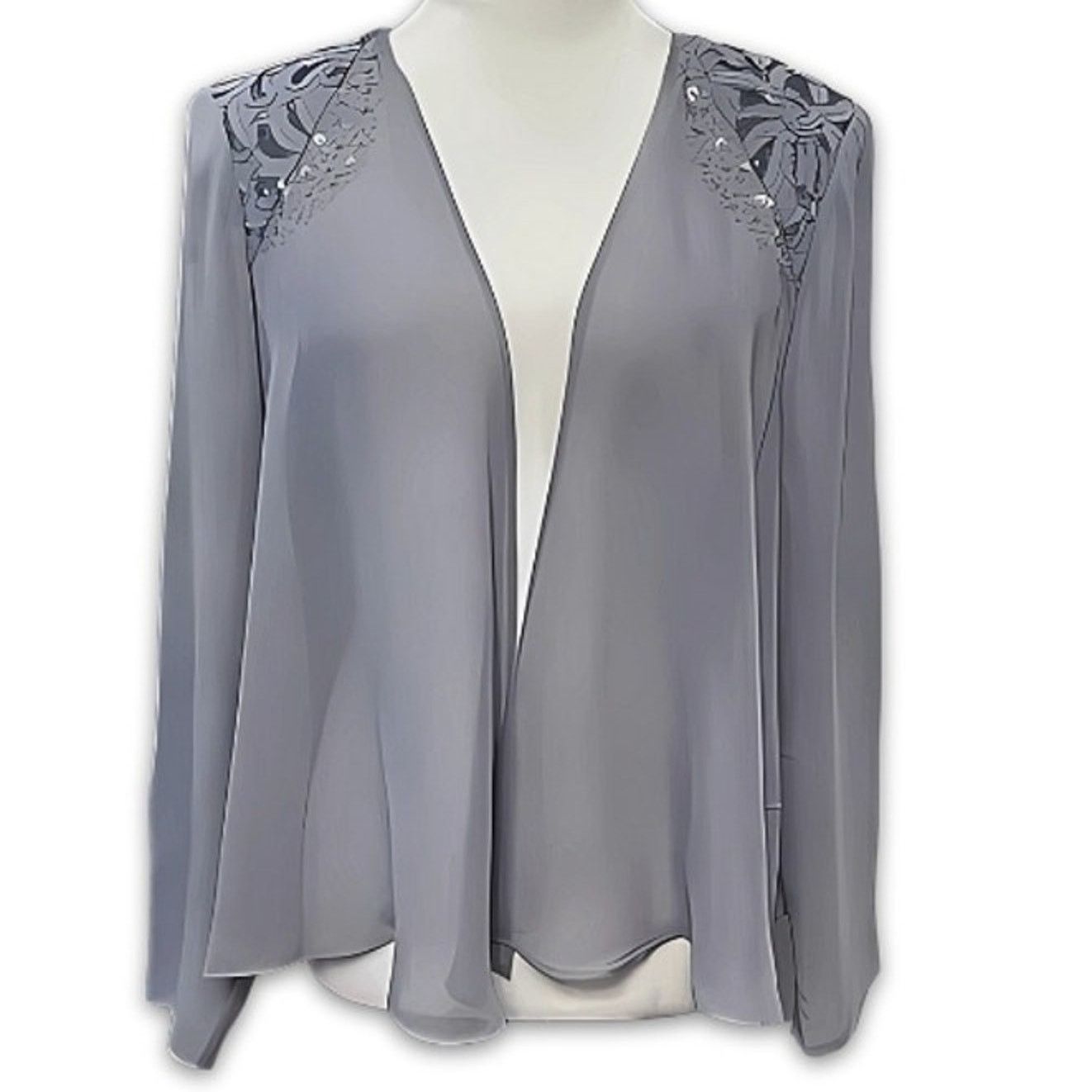 Other SLNY Blue Gray Sequin Shoulder Open Front Waist Jacket 10 Size L / US 10 / IT 46 - 1 Thumbnail