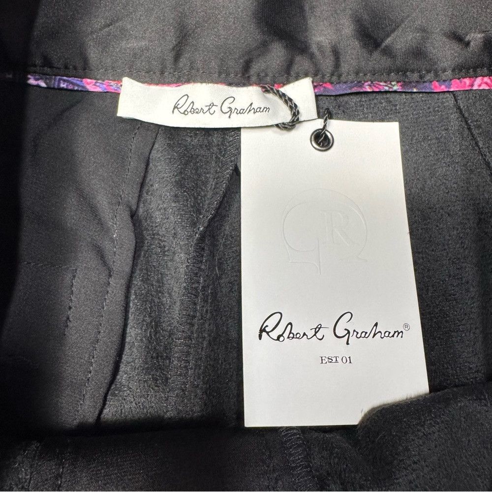 Robert Graham NWT New $298 Robert Graham Blair Faux Leather Cropped Black Size 26" / US 2 / IT 38 - 6 Thumbnail