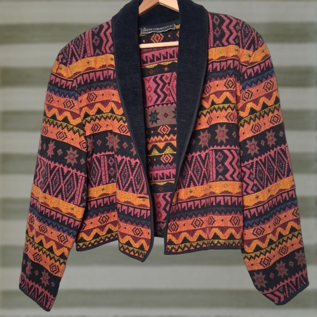 Vintage VINTAGE New Identity Tapestry Jacket Women XL Cropped Southwestern Stars Read Size XL / US 12-14 / IT 48-50 - 1 Thumbnail