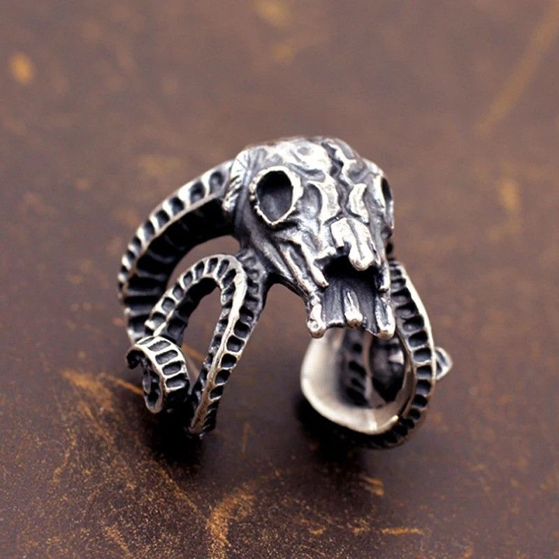 Vintage Heavy Metal Satan Goat Skull Ring Size ONE SIZE - 3 Thumbnail