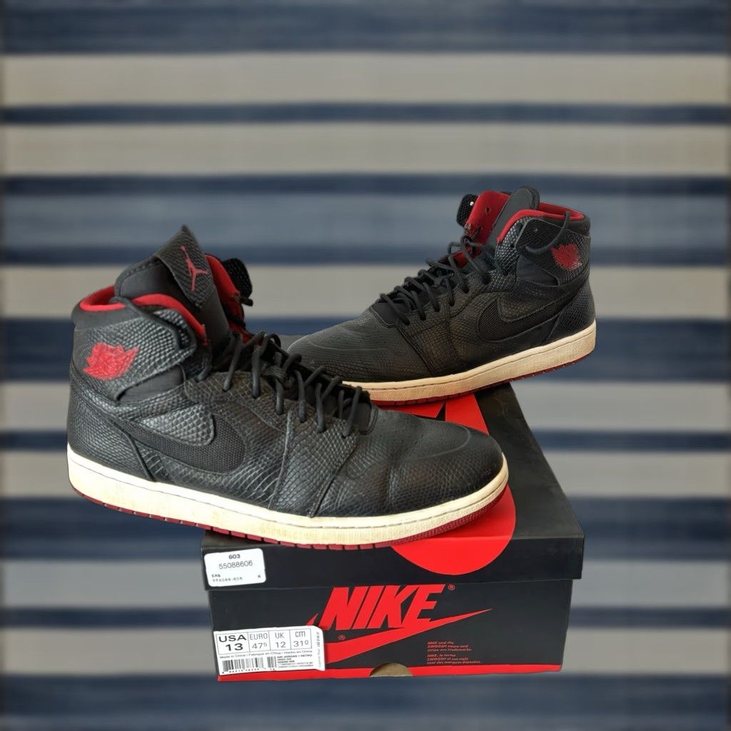 Nike Nike Air Jordan 1 Retro High Snakeskin Black Red Bred 819176-001 w/ Box Sz 13 Size US 13 / EU 46 - 1 Thumbnail