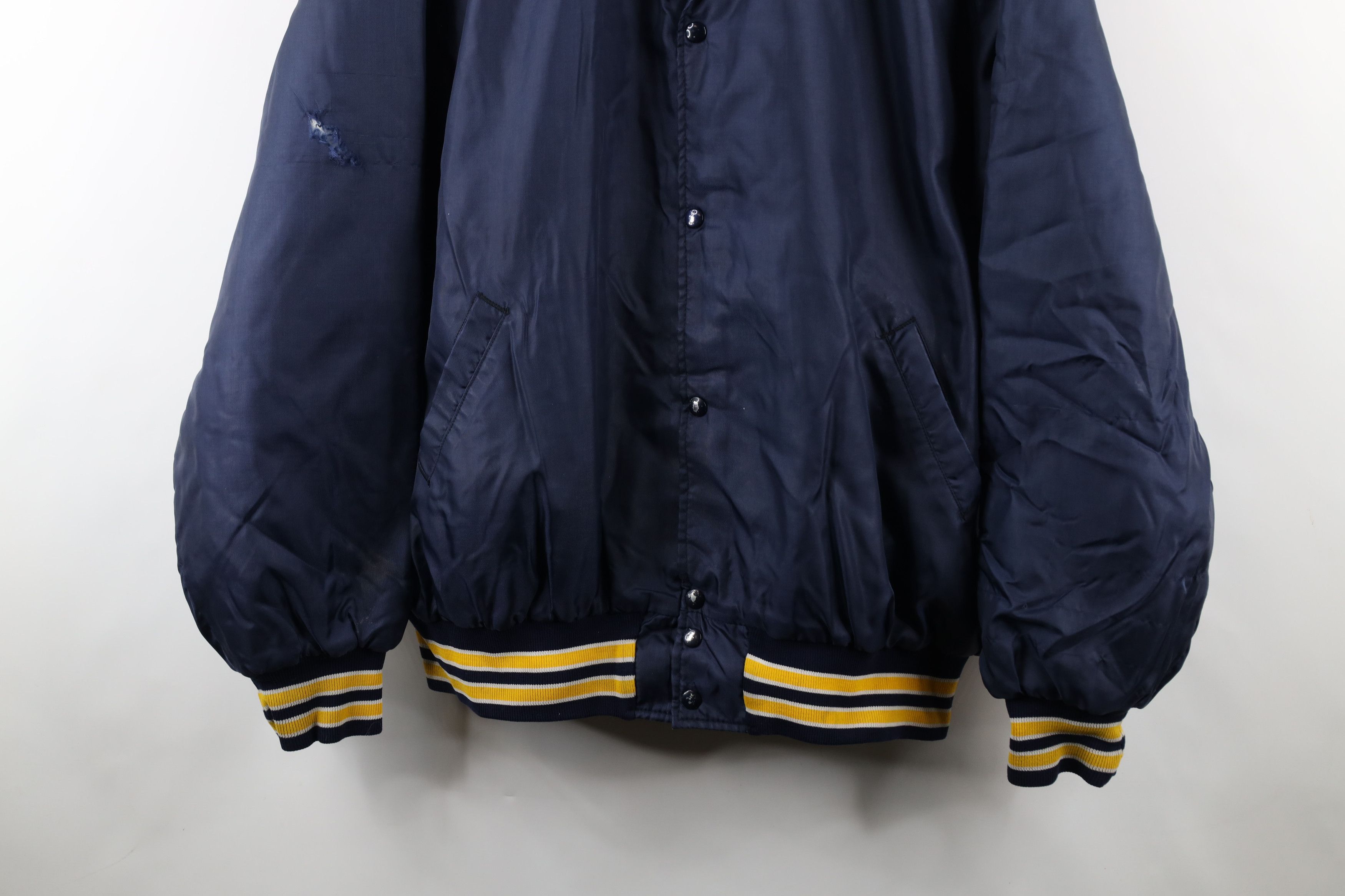 Vintage Vintage 80s 90s Streetwear Quilted Button Bomber Jacket Blue Size US XXL / EU 58 / 5 - 3 Thumbnail