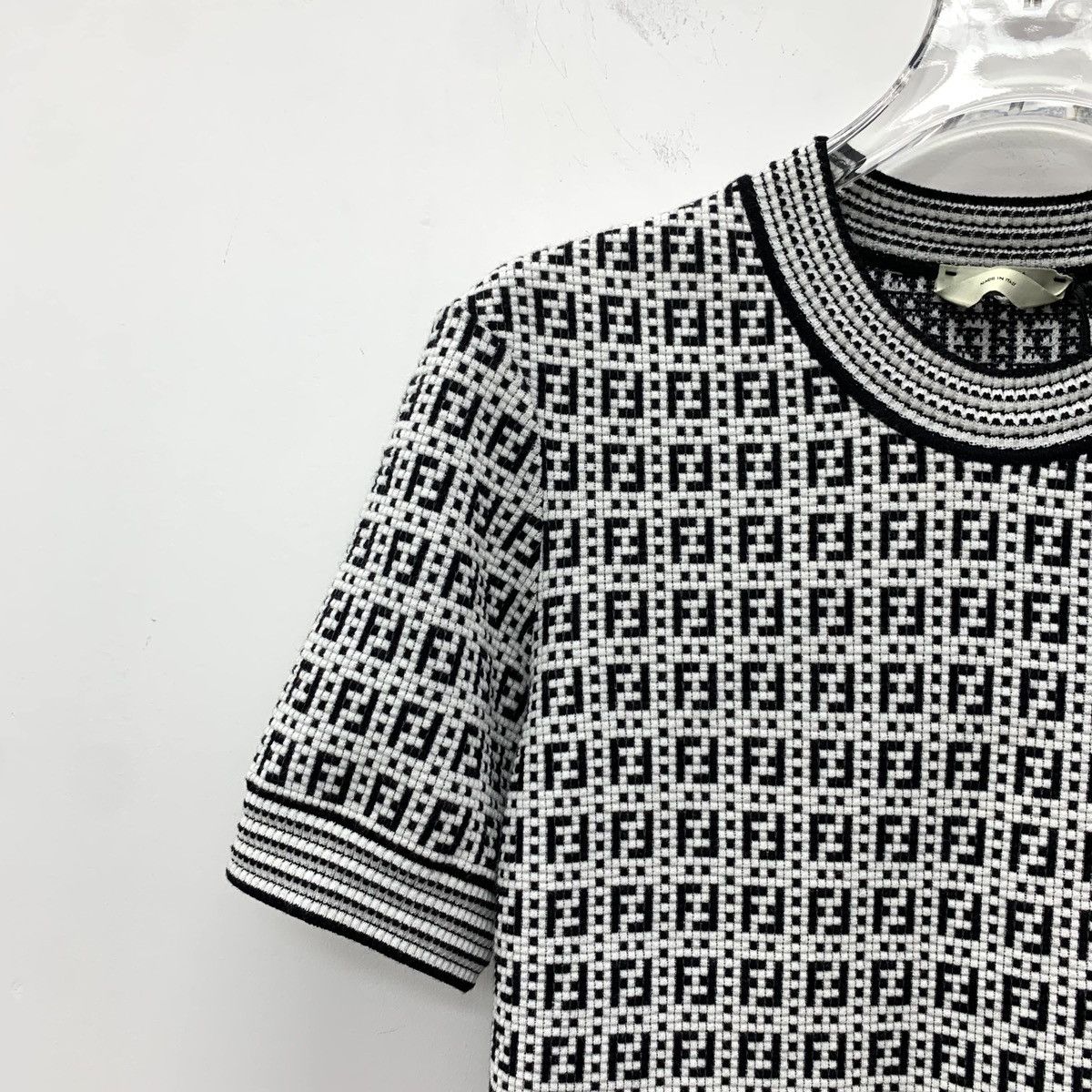 Fendi Fendi Intarsia All-over Print Short Sleeve Knit Top K26WX Size M / US 6-8 / IT 42-44 - 3 Thumbnail