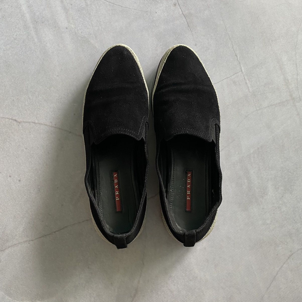 Designer × Prada Prada Slip-On Boat Sneakers Suede Black Luxury Shoes Size US 5.5 / EU 38 - 4 Thumbnail