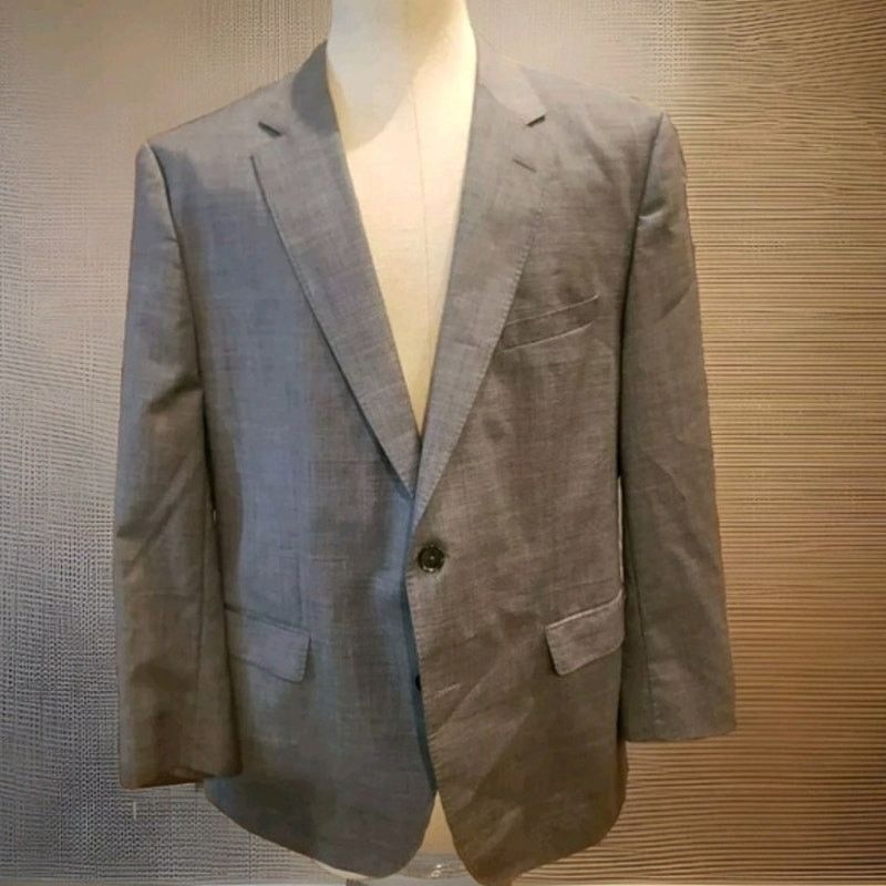 Hugo Boss Hugo Boss Mens Wool Two Button Blazer Jacket Gray Size 44 R Size 44R - 1 Thumbnail
