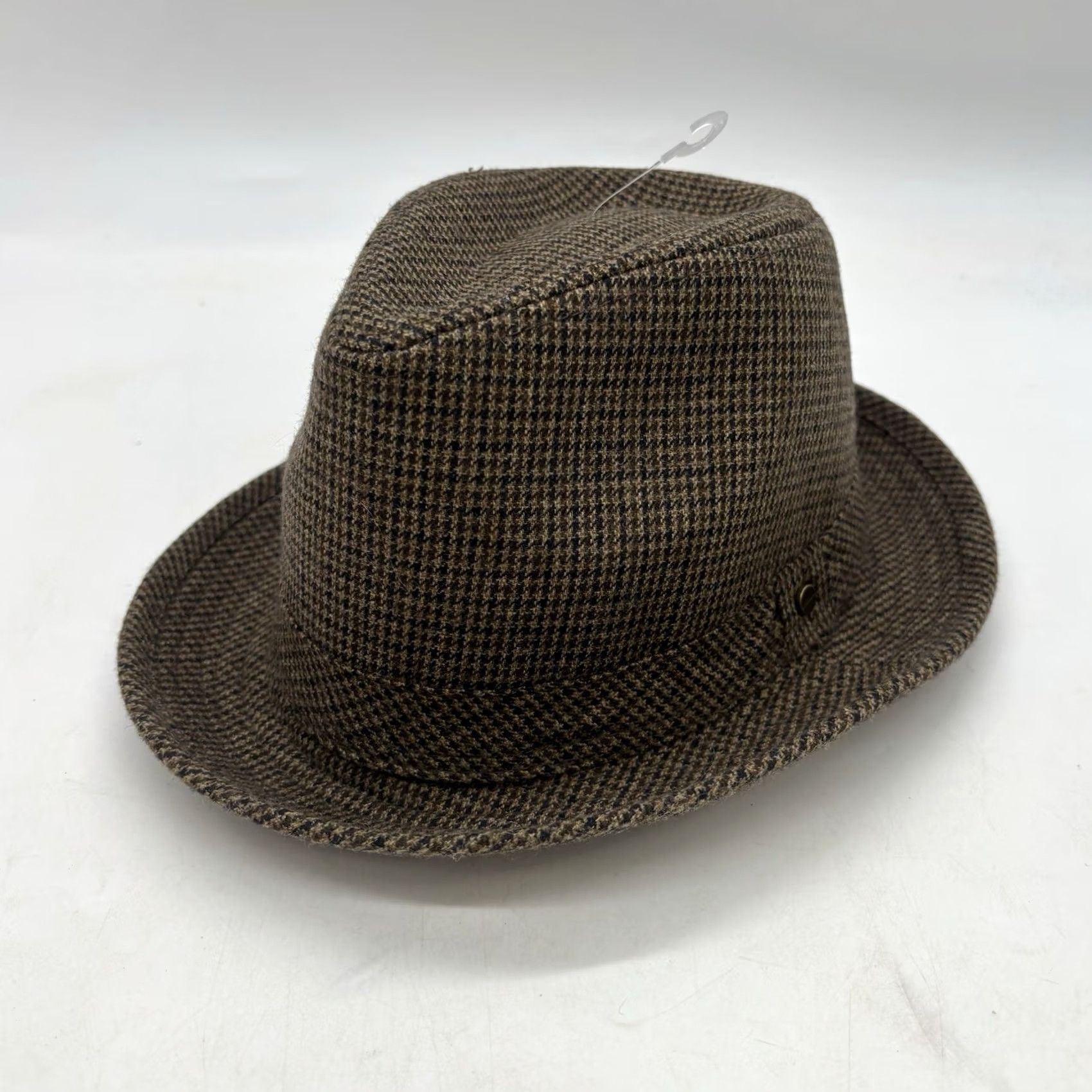 Stetson VINTAGE Stetson Fedora Hat Mens M Brown Tweed Wool Plaid Wide Brim Fedora 1960s Equalizer Equalizer Hat Mens Size ONE SIZE - 2 Thumbnail