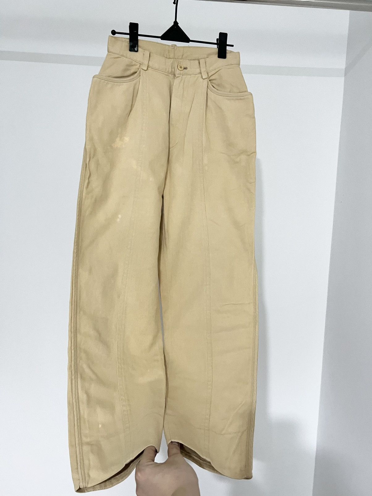 image of 90’S Issey Miyake Egg Cell Pocket Pants Sun Faded in Beige, Women's (Size 24)