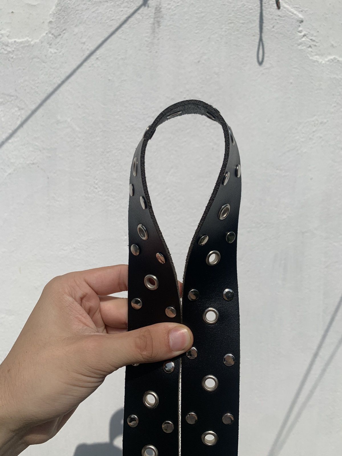 Japanese Brand Vintage 90s Dark Leather Designer Y2K Punk Rhinestones Belt Size ONE SIZE - 4 Thumbnail