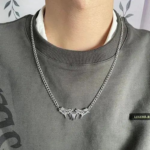 Jewelry Spike Graffiti Chain Necklace Punk Gothic Chrome Rock Venom Size ONE SIZE - 1 Thumbnail