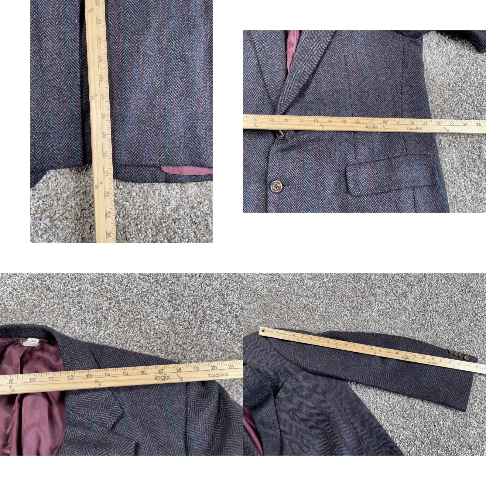 Vintage VINTAGE Hickey Freeman Wool Blazer Men's 42 Brown Herringbone Classic Preppy Size 42R - 8 Thumbnail