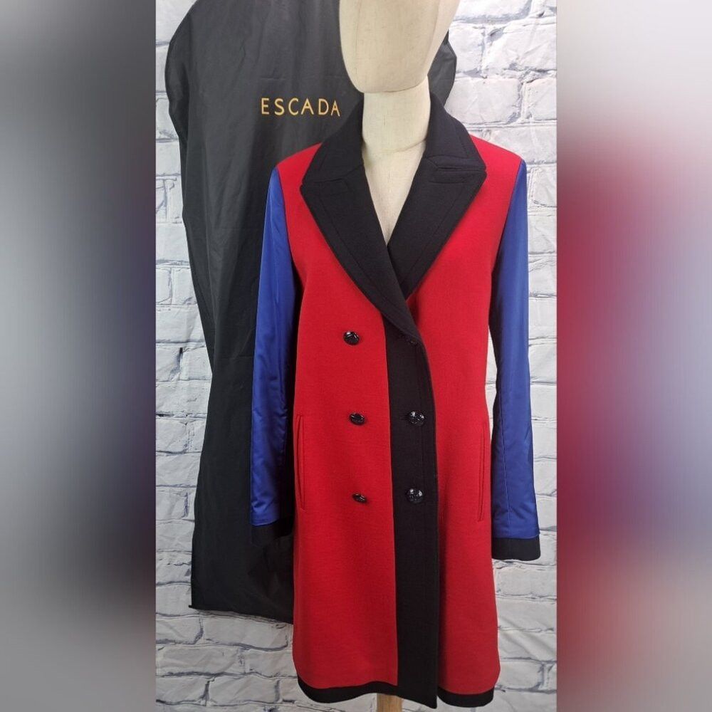 Escada Escada Women's WInter Jacket Coat Colorblock Wool Trench Si Size S / US 4 / IT 40 - 1 Thumbnail