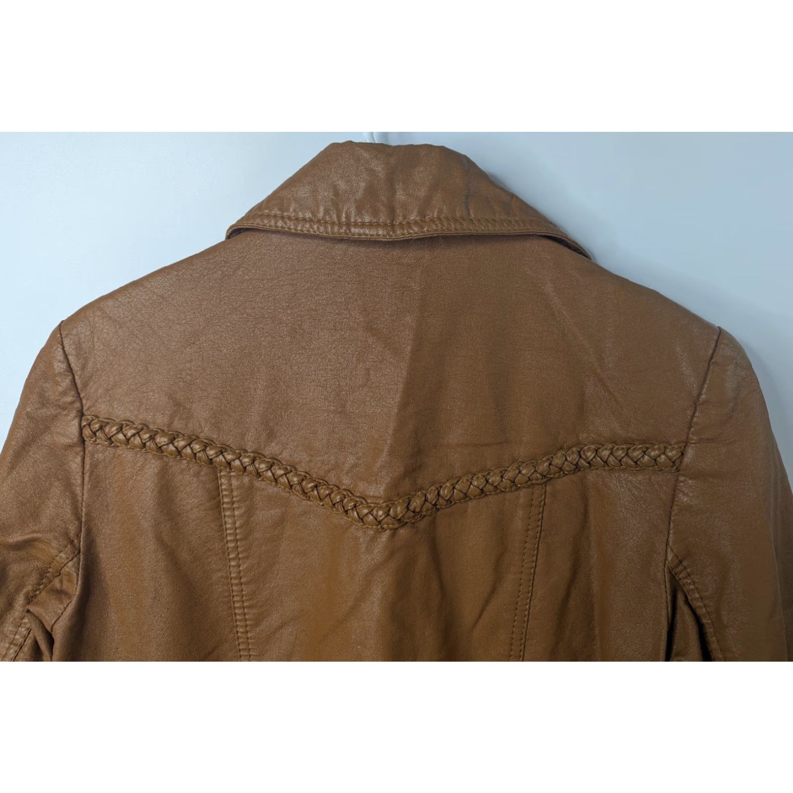 Vintage Jet Set Brown Polyurethane Leather Jacket Women 12 Jacket Pockets Casual All Seasons Fall Spring Summer Regular Size 12 Brown Pockets Jet Set Jacket Size XL / US 12-14 / IT 48-50 - 6 Thumbnail
