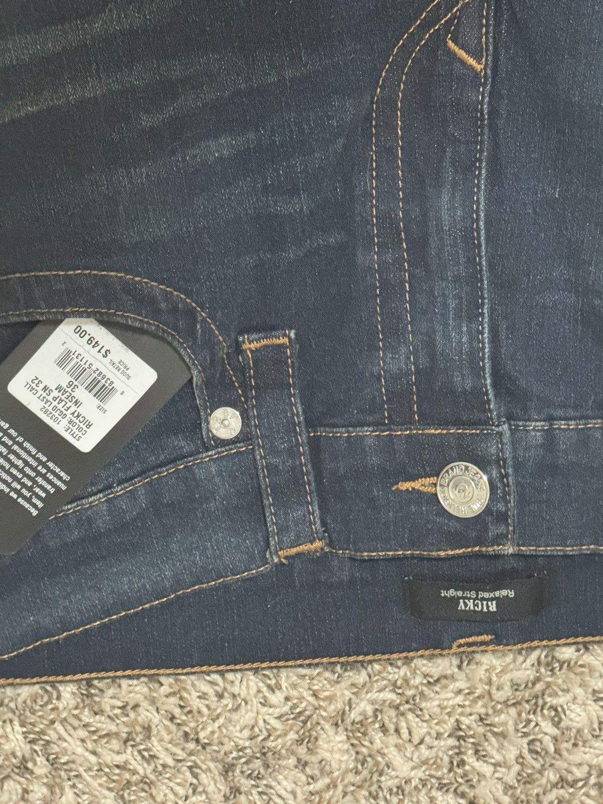 True Religion True Religion Ricky Relaxed Fit Dark Wash Jeans y2k stitch Size US 36 / EU 52 - 3 Thumbnail