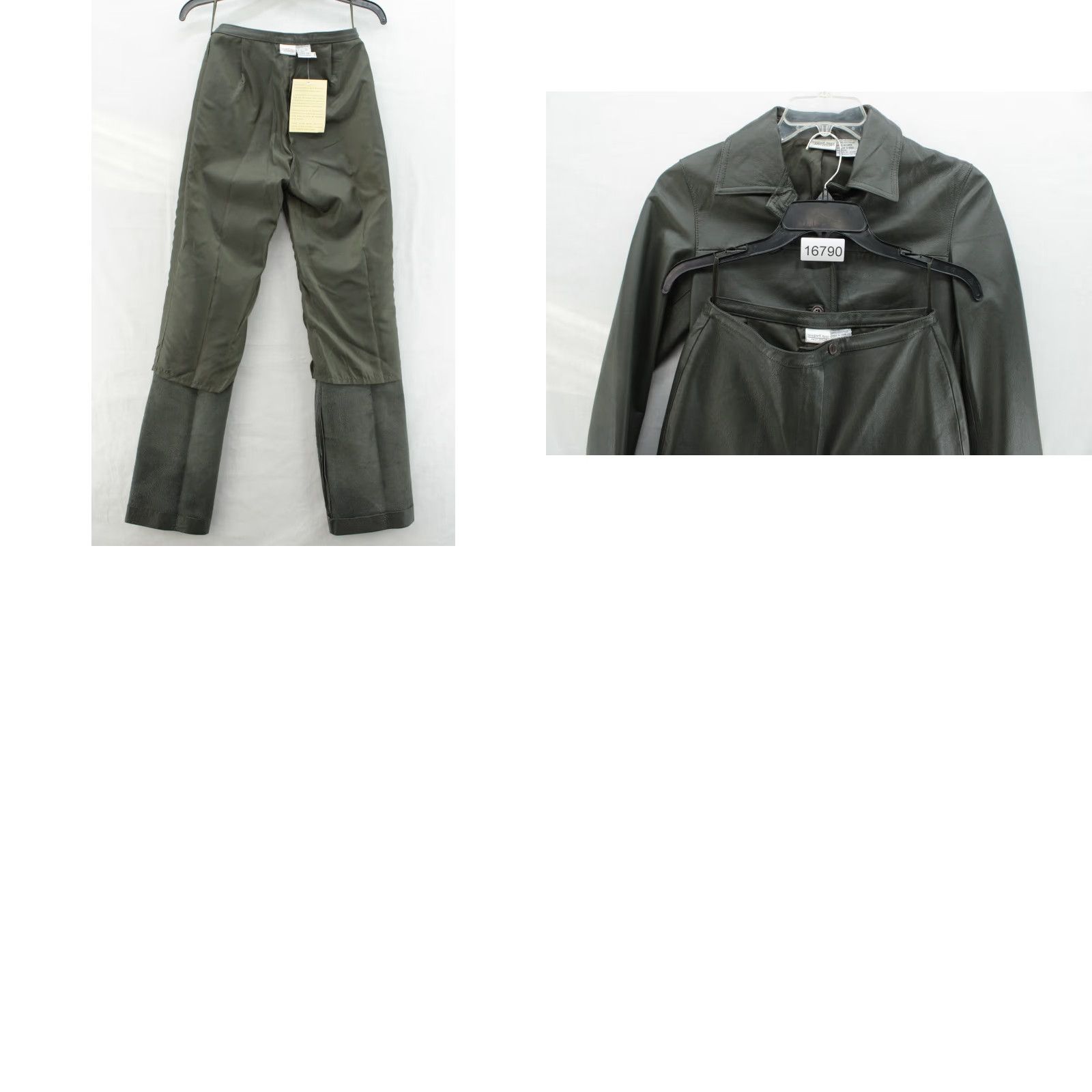 Vintage VINTAGE Newport News Leather 2 Piece Pant Suit Womens Sz 4 Gray Green Biker Business Size 27" / US 4 / IT 40 - 10 Thumbnail