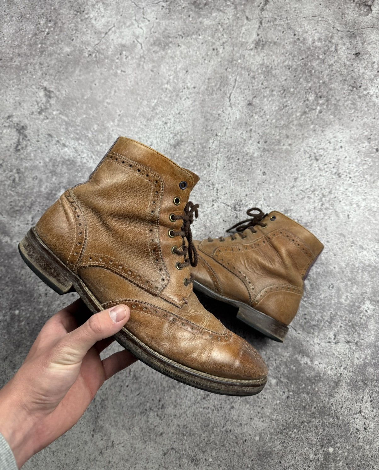 Cowboy Equipment WESTERN BIKER COWBOY LEATHER VINTAGE BROWN BOOTS Size US 10 / EU 43 - 4 Thumbnail