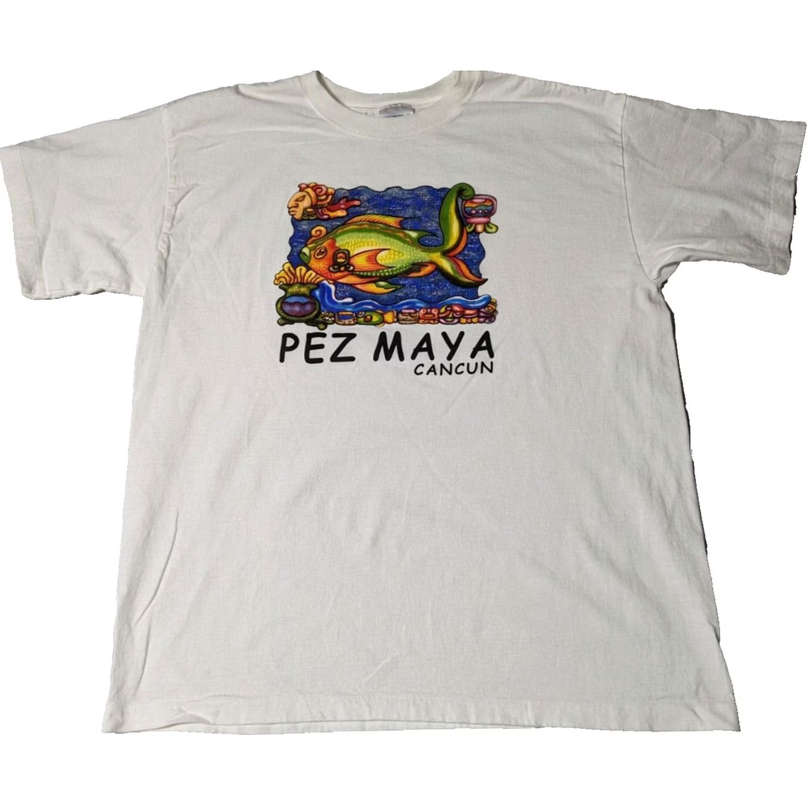 Vintage PEZ MAYA CANCUN Men Size XL White Graphic Tourist T-Shirt Size US XL / EU 56 / 4 - 2 Thumbnail