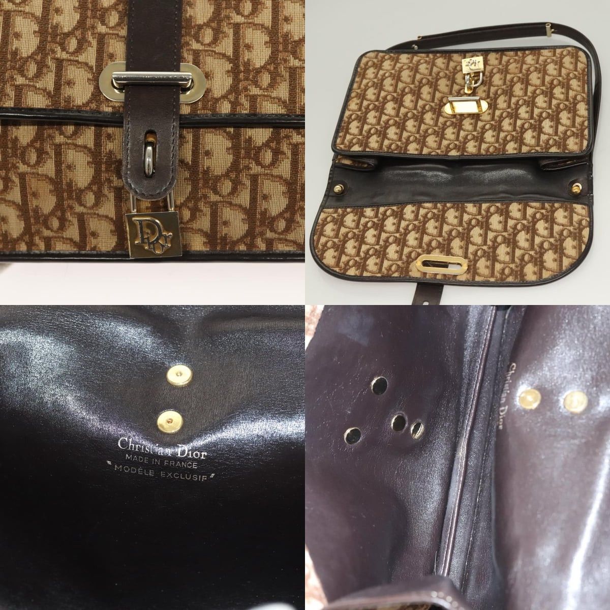 Dior DIOR Trotter Canvas Shoulder Bag Brown Gold Size ONE SIZE - 11 Thumbnail