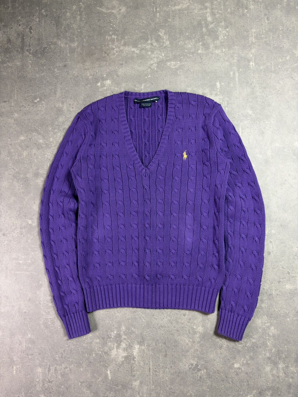 Polo Ralph Lauren Vintage Y2K V-Neck Ralph Lauren Sport Cable Knit Sweater L Size L / US 10 / IT 46 - 1 Thumbnail