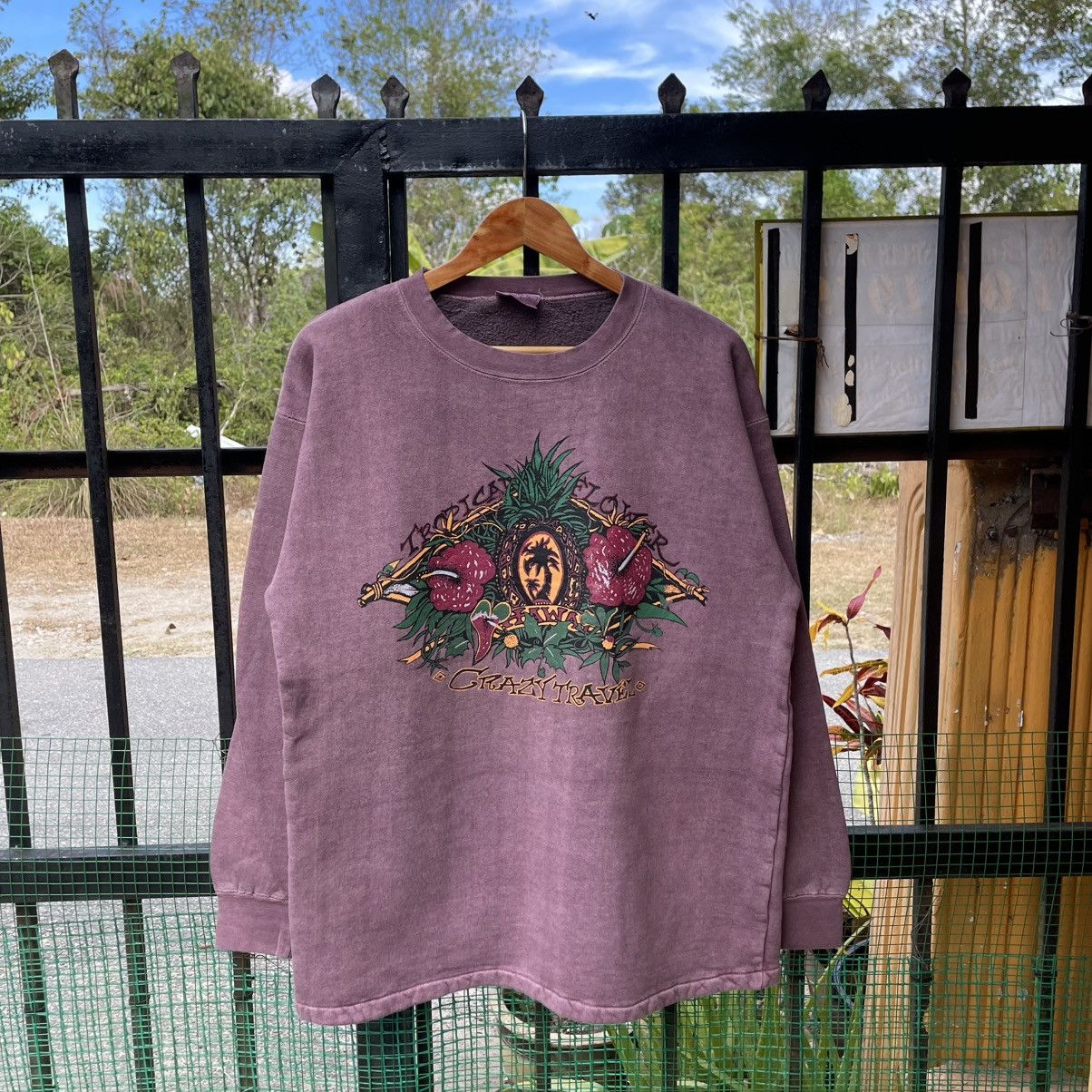 Vintage 🔥Vintage 90s Hawaii Tropical Flower Crazy Travel Sweatshirts Size US M / EU 48-50 / 2 - 1 Thumbnail