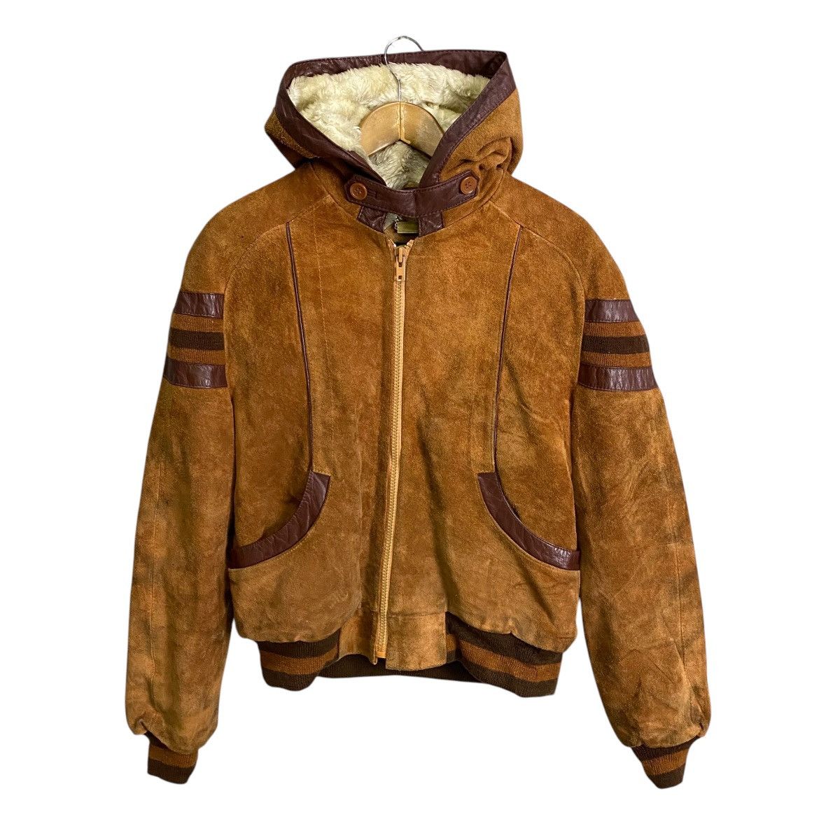 Genuine Leather Vintage 80s Suede leather sherpa hoodie jacket Size US M / EU 48-50 / 2 - 1 Thumbnail