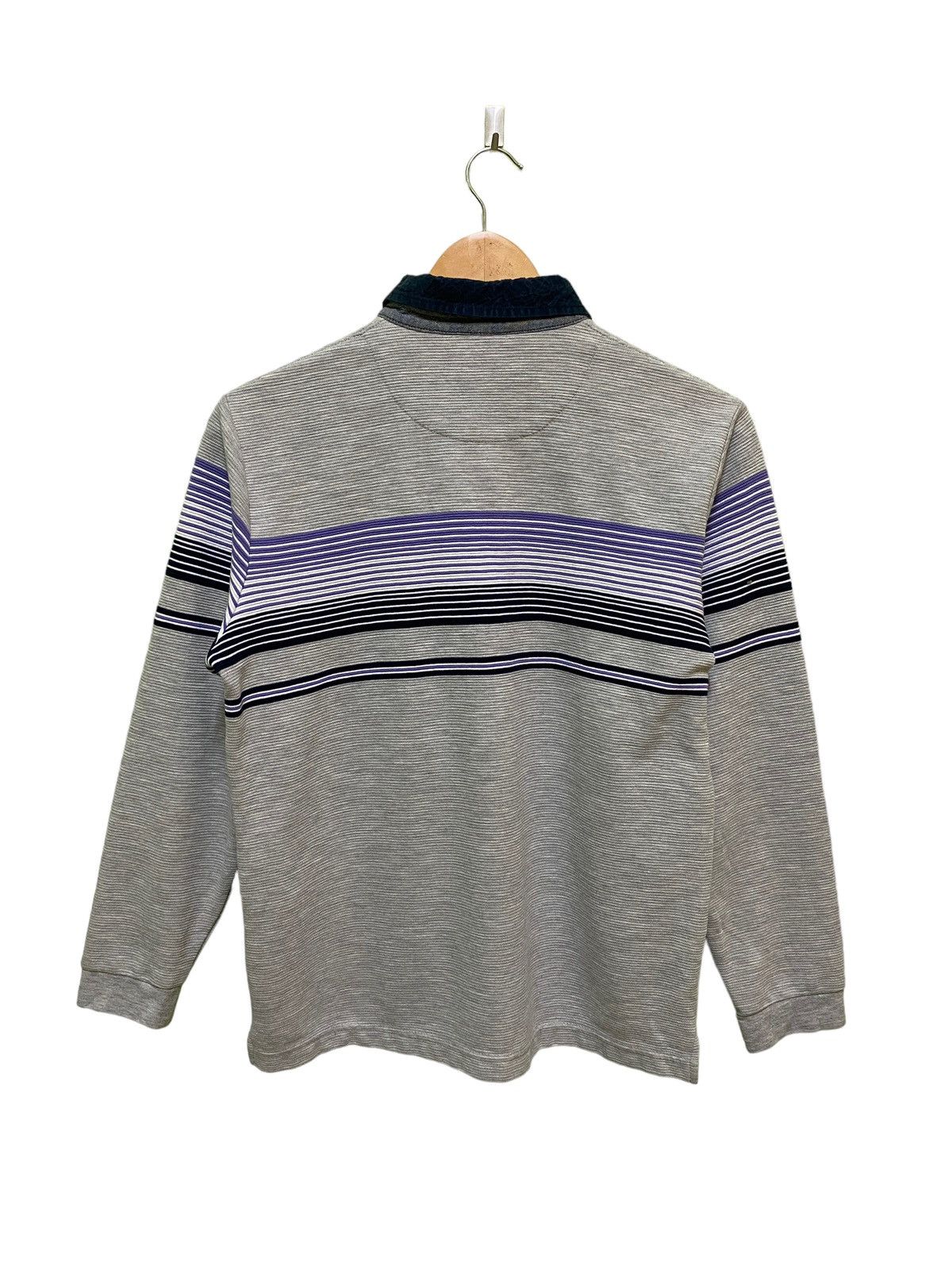 Kansai Yamamoto Kansai Yamamoto Homme Purple And Black Striped Long Sleeve Size US S / EU 44-46 / 1 - 2 Thumbnail
