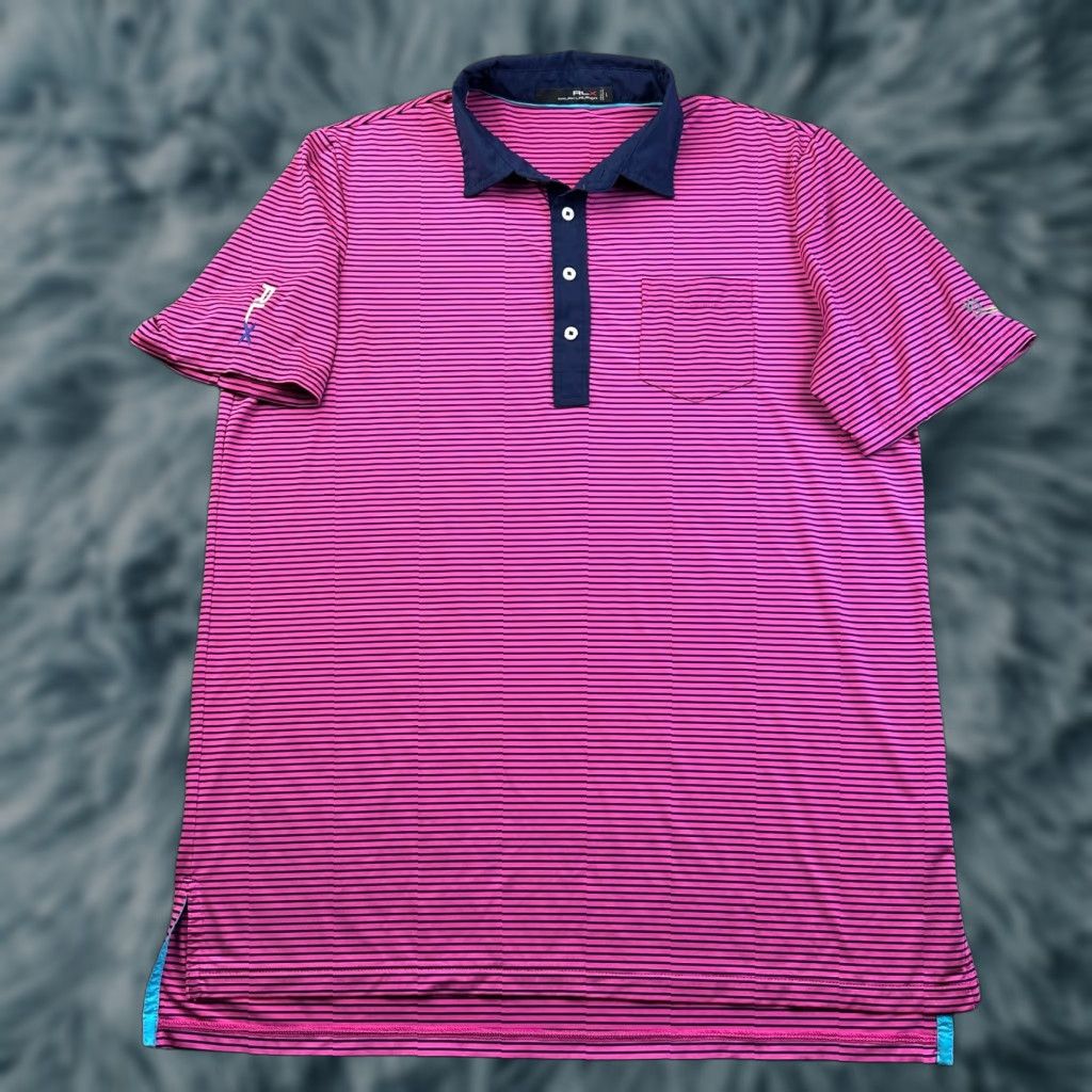 RLX Ralph Lauren RLX Ralph Lauren Polo Shirt Large Purple Striped Performance Golf Mens Size US L / EU 52-54 / 3 - 1 Thumbnail