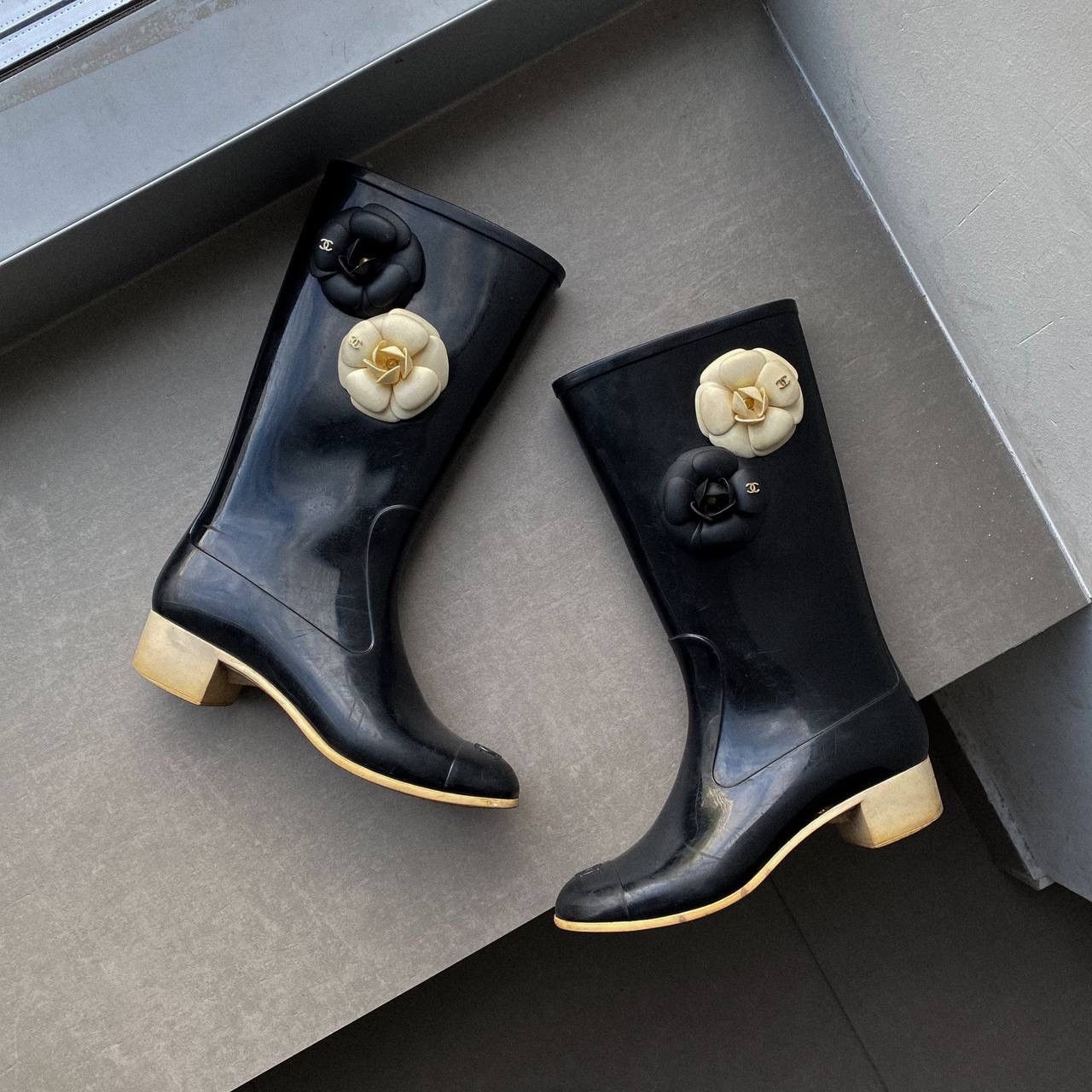 Chanel Chanel Rubber Camellia Flower Rain Boots Grailed