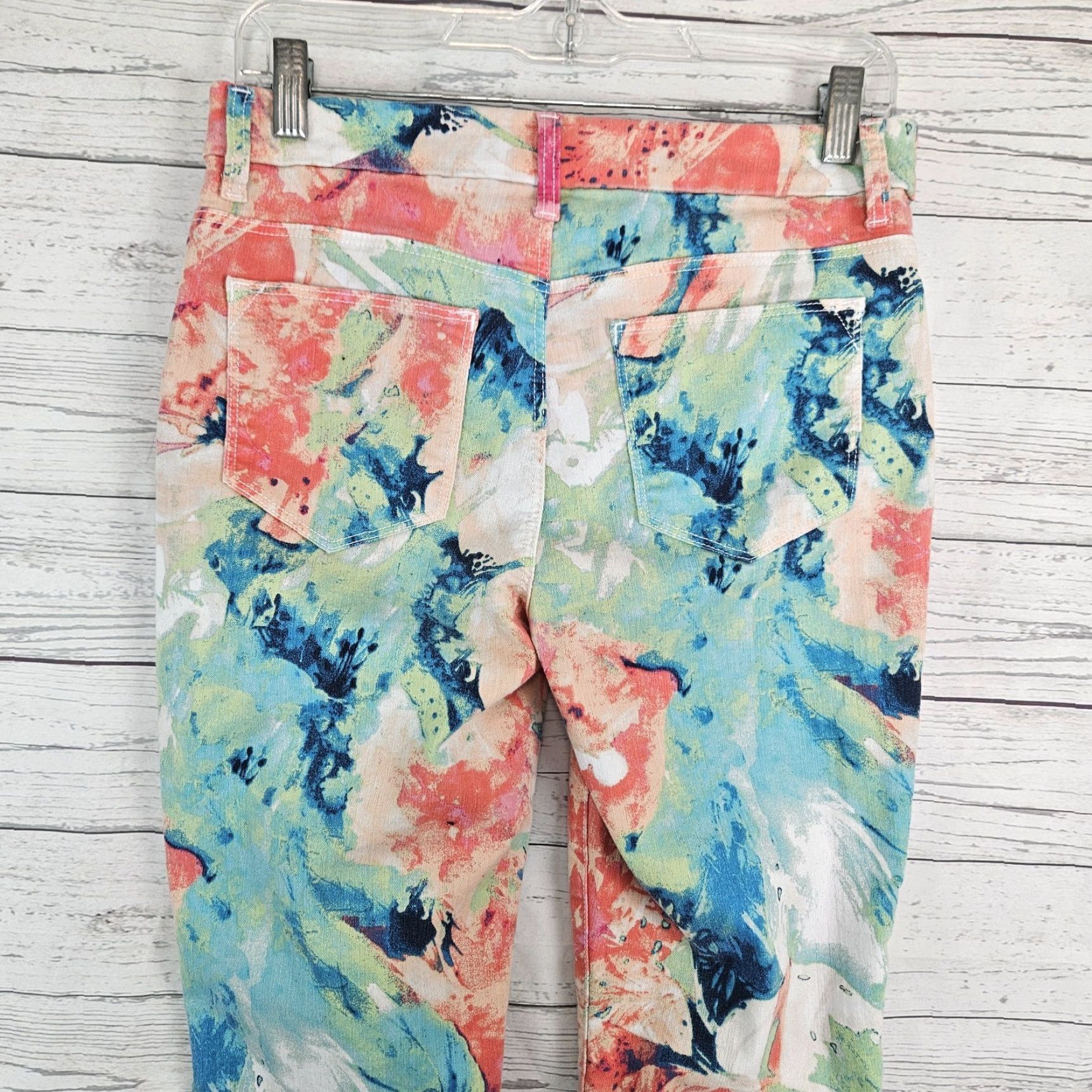 Vintage Chico's Womens Capri Jeans Slim Leg 00 Pink Blue Mid Rise 20in Inseam Womens Size ONE SIZE - 4 Thumbnail
