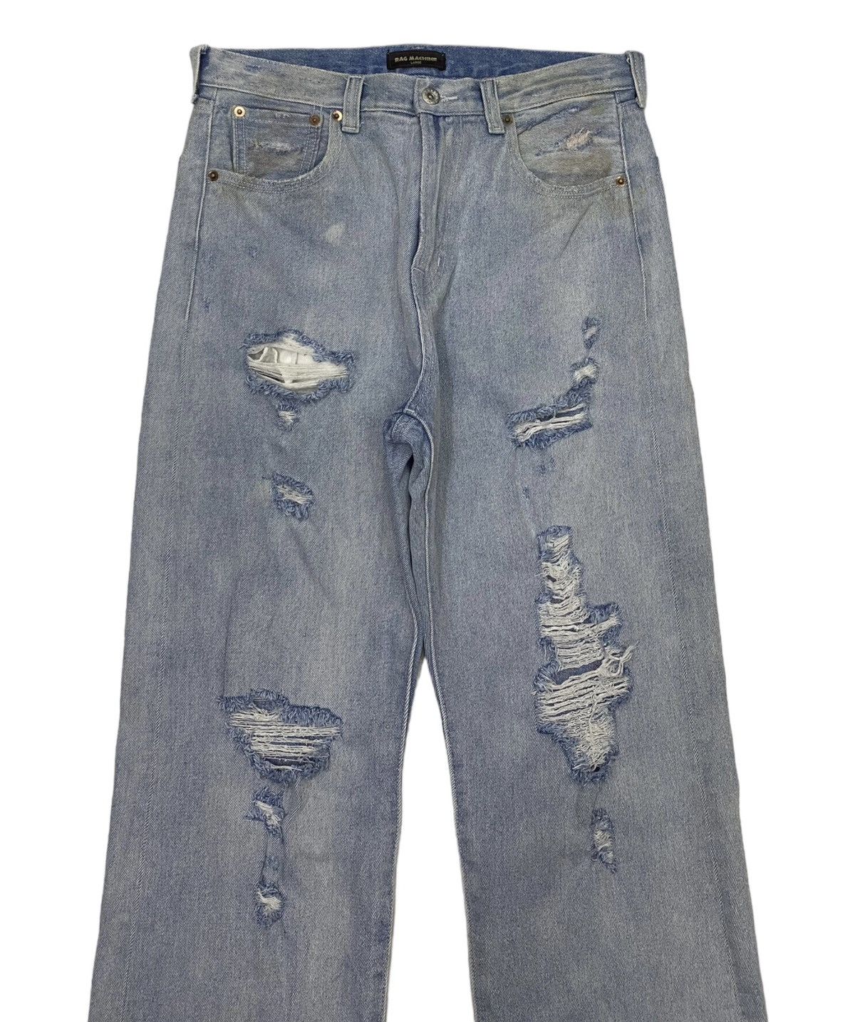 If Six Was Nine RAG MACHINE DISTRESSED DENIM PUNK RELEASE HEM CROPPED JEANS Size US 30 / EU 46 - 3 Thumbnail