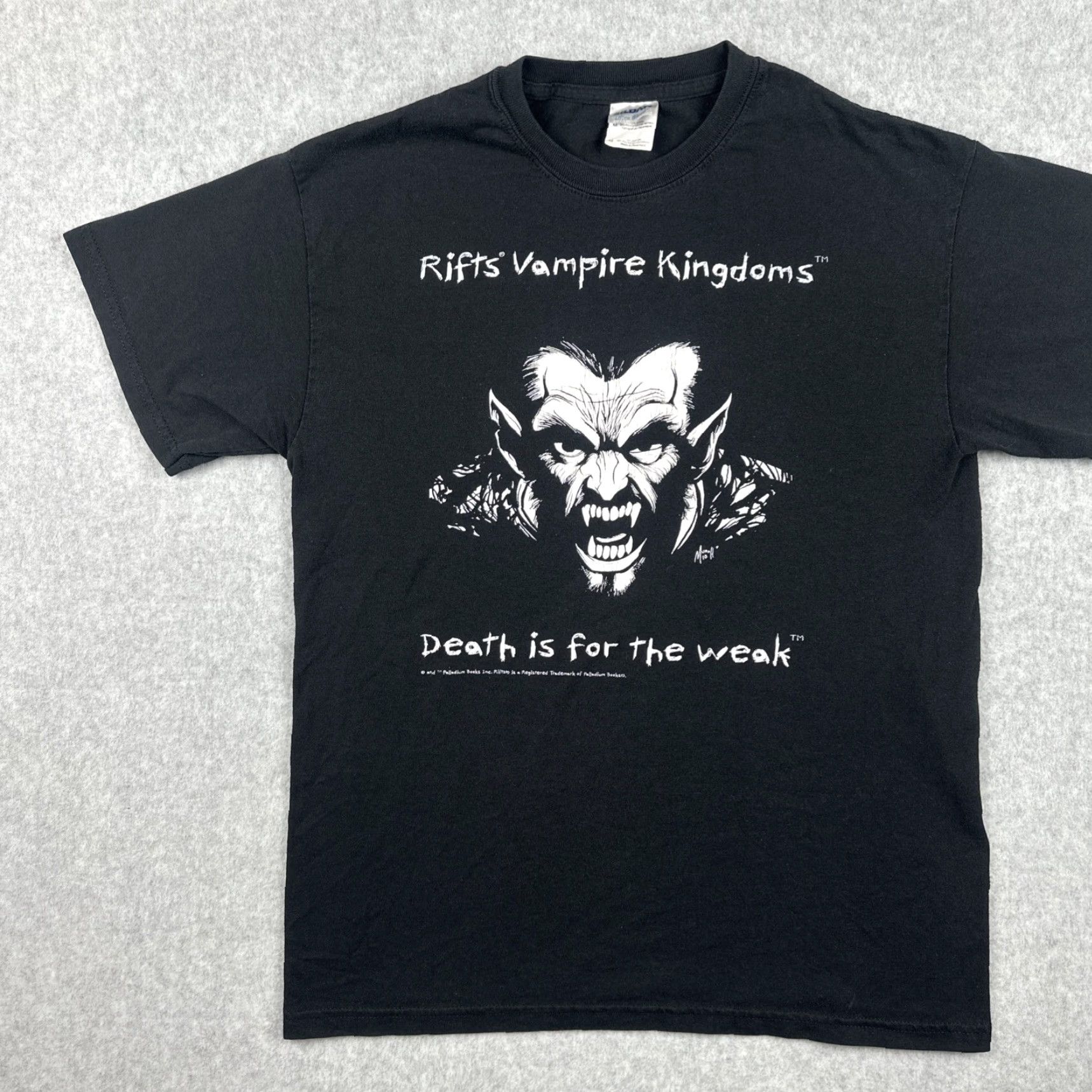 Gildan Gildan Mens Black Shirt Rifts Vampire Kingdom Death Is For The Weak Tee Shirt M Crew Neck Books Size US M / EU 48-50 / 2 - 3 Thumbnail