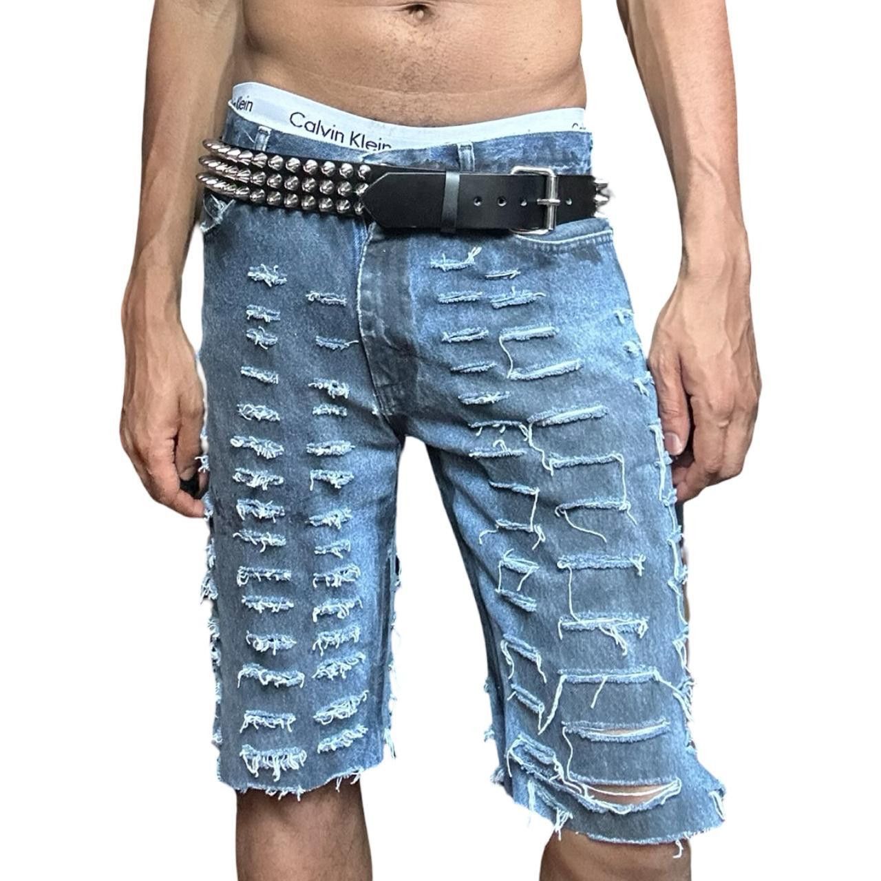 Lee ASTROBOI* x Lee Relaxed Grunge Blue & Blue Denim Shorts 34" Size US 34 / EU 50 - 1 Thumbnail