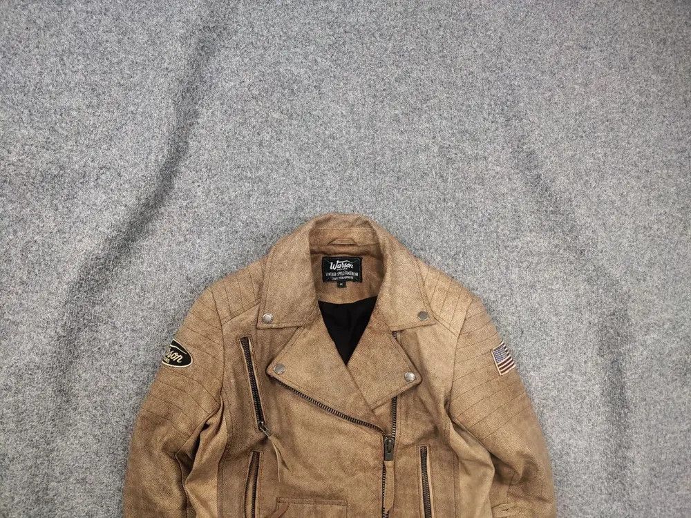 Vintage Vintage Warson Police Perfecto Lamb leather Zip Tan jacket Size L / US 10 / IT 46 - 1 Thumbnail