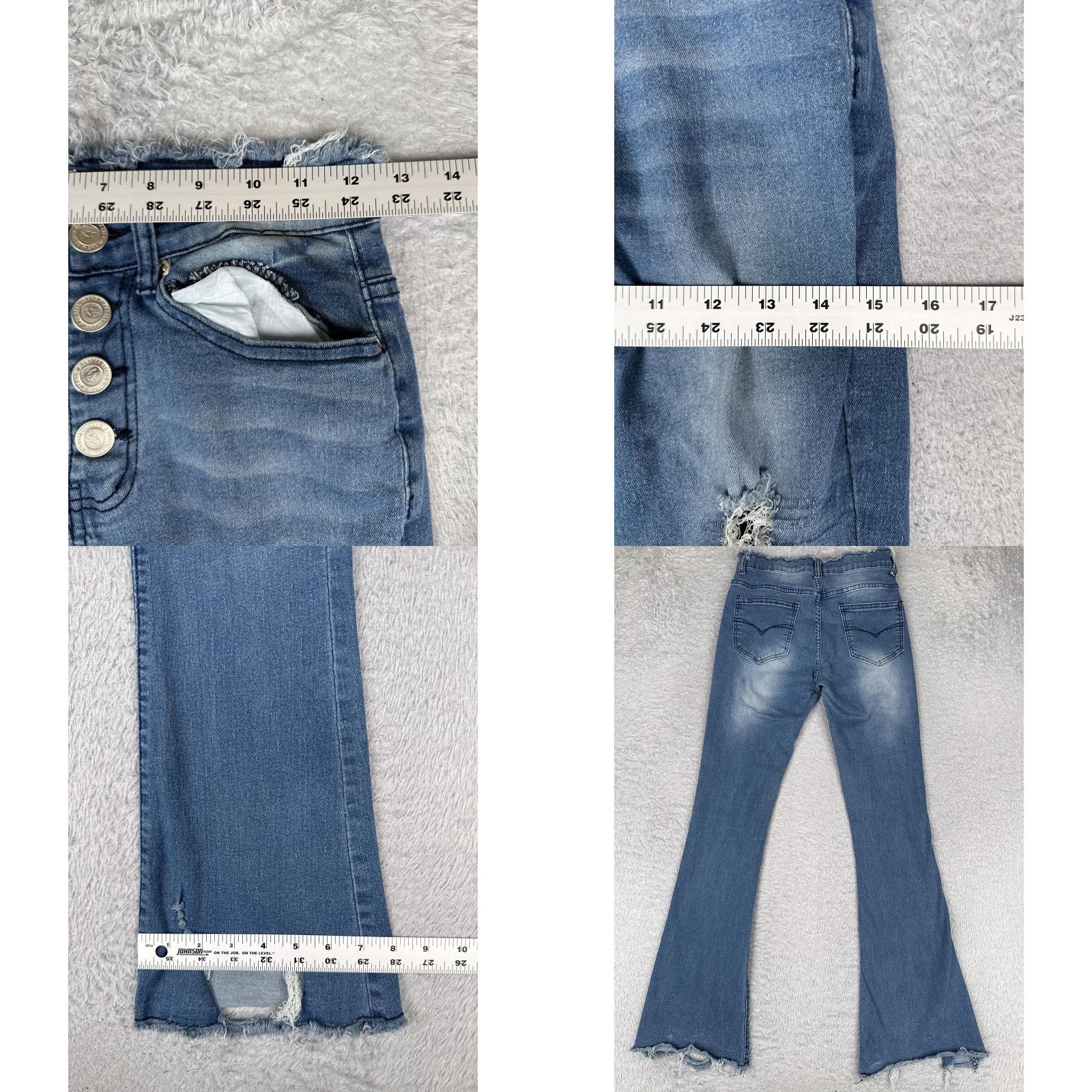 Vintage Pastel Jeans Jeans Juniors 5/6 Blue High Rise Distressed Stretch Flare 90s Womens Size 28" / US 6 / IT 42 - 9 Thumbnail