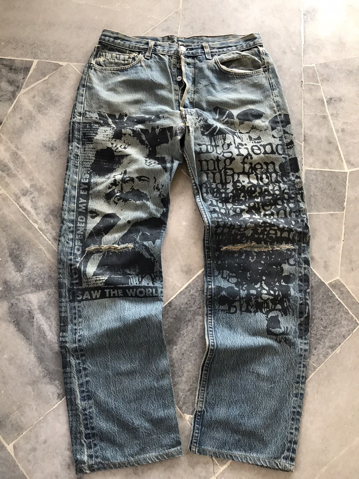 Levi's Vintage Clothing × Montage Vintage Levi’s 501 Jeans Custom Montage denim Crowd Size US 34 / EU 50 - 1 Thumbnail