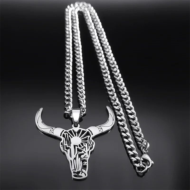 Jewelry Bull Head Pendant Charms Necklace Emblem Talisman Size ONE SIZE - 1 Thumbnail