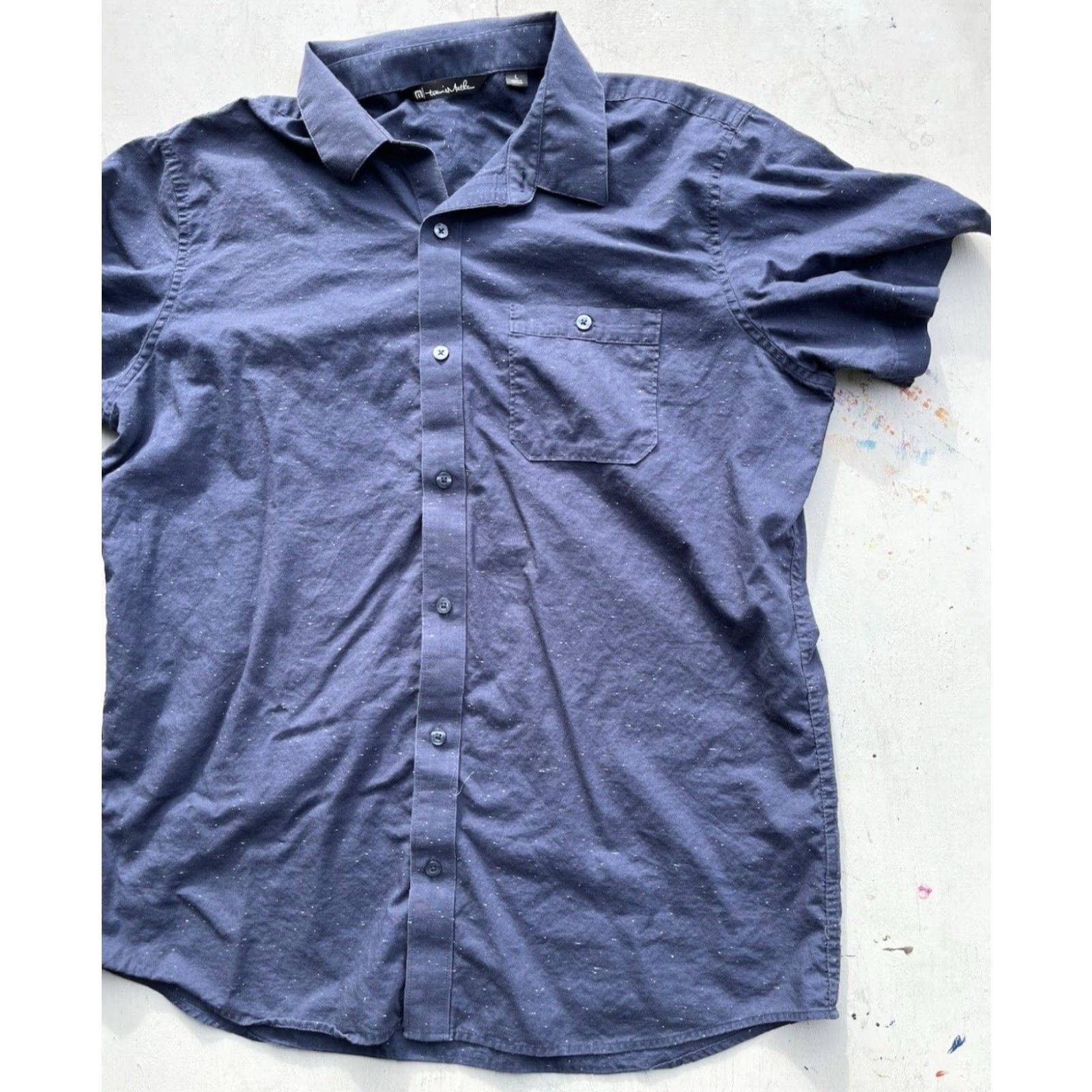TravisMathew Travis Mathew Shirt Blue Geometric L Breathable Casual City Button-Up Regular Short Sleeve Men's Size US L / EU 52-54 / 3 - 5 Thumbnail