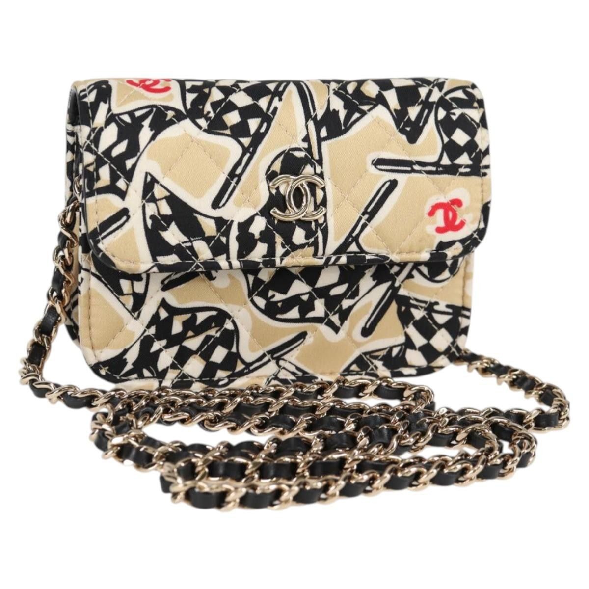 Chanel Chanel Flap Card Holder on Chain Quilted Printed Canvas Size ONE SIZE - 1 Thumbnail