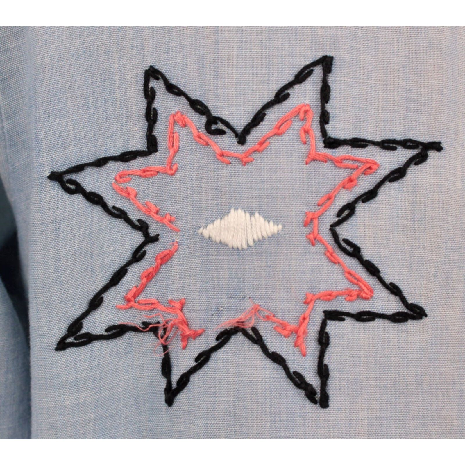 Vintage VINTAGE Men's VTG 70s Blue Embroidered Thunderbird Chambray Work Shirt M 1970s Mens Size US M / EU 48-50 / 2 - 7 Thumbnail