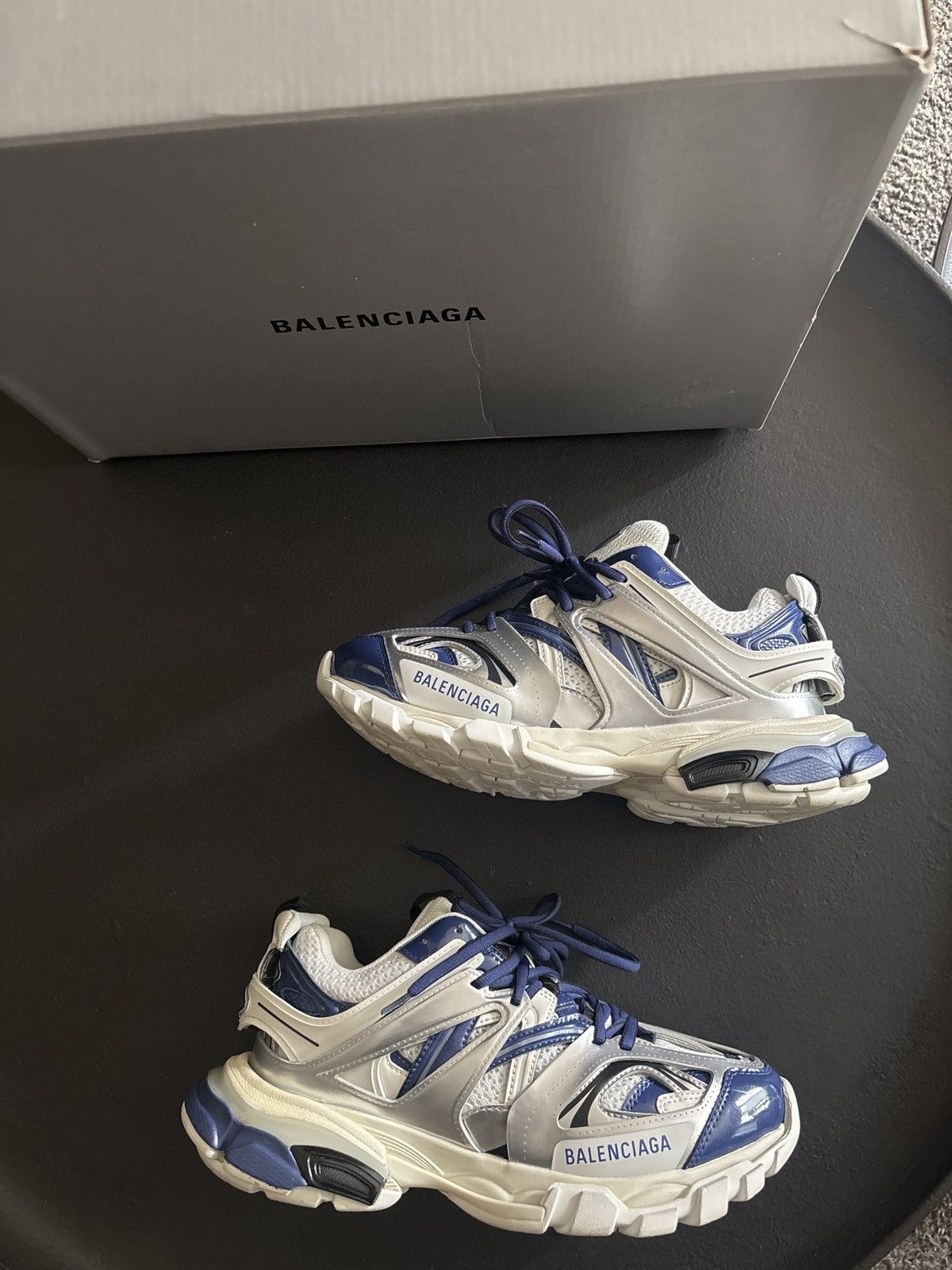 Balenciaga NWT Balenciaga Track Sneaker LED Metallic Silver and blue Size US 7 / EU 40 - 4 Thumbnail