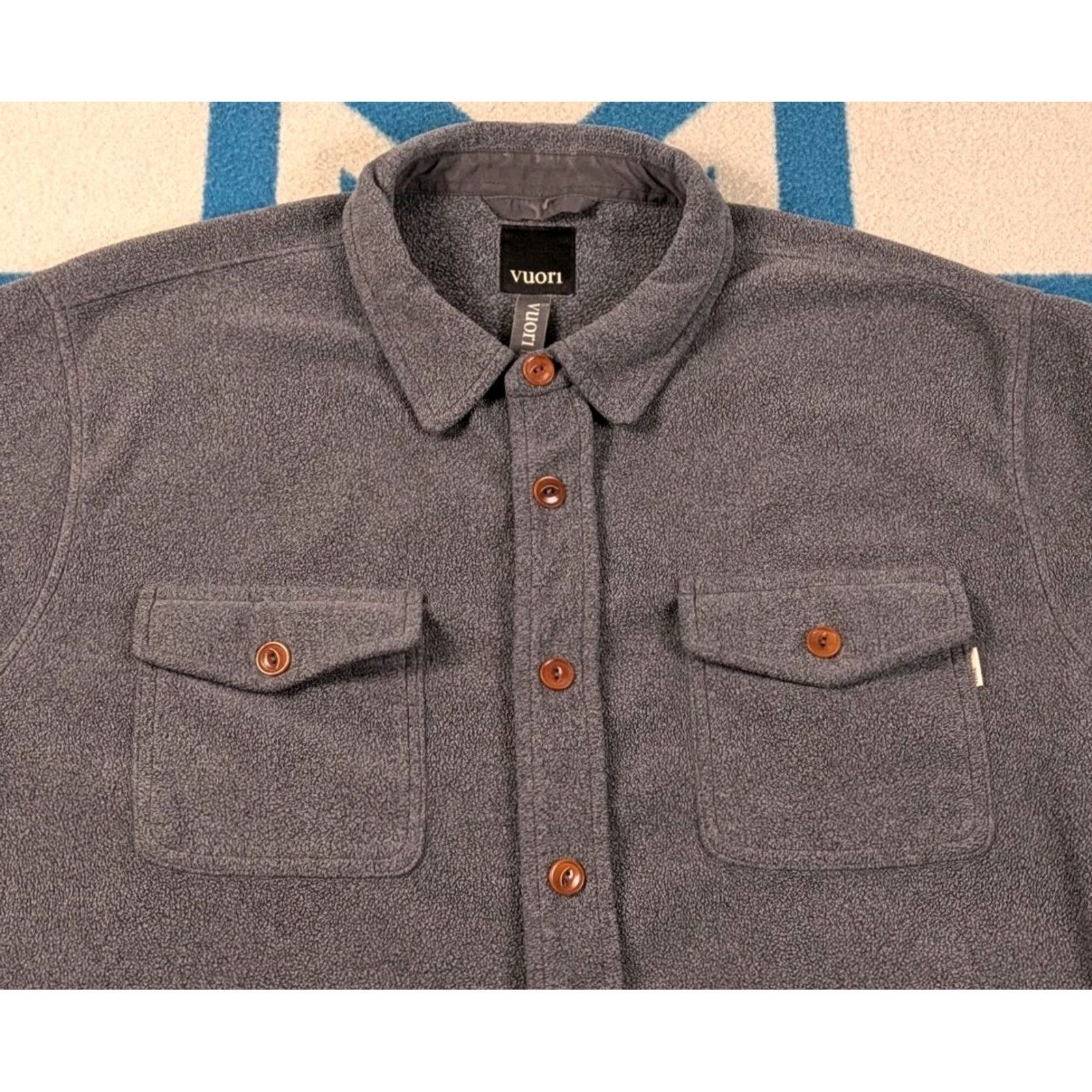Vuori Vuori Button Down Shirt Fleece Jac Shacket Casual Grey Large Mens Tan Size US L / EU 52-54 / 3 - 2 Thumbnail