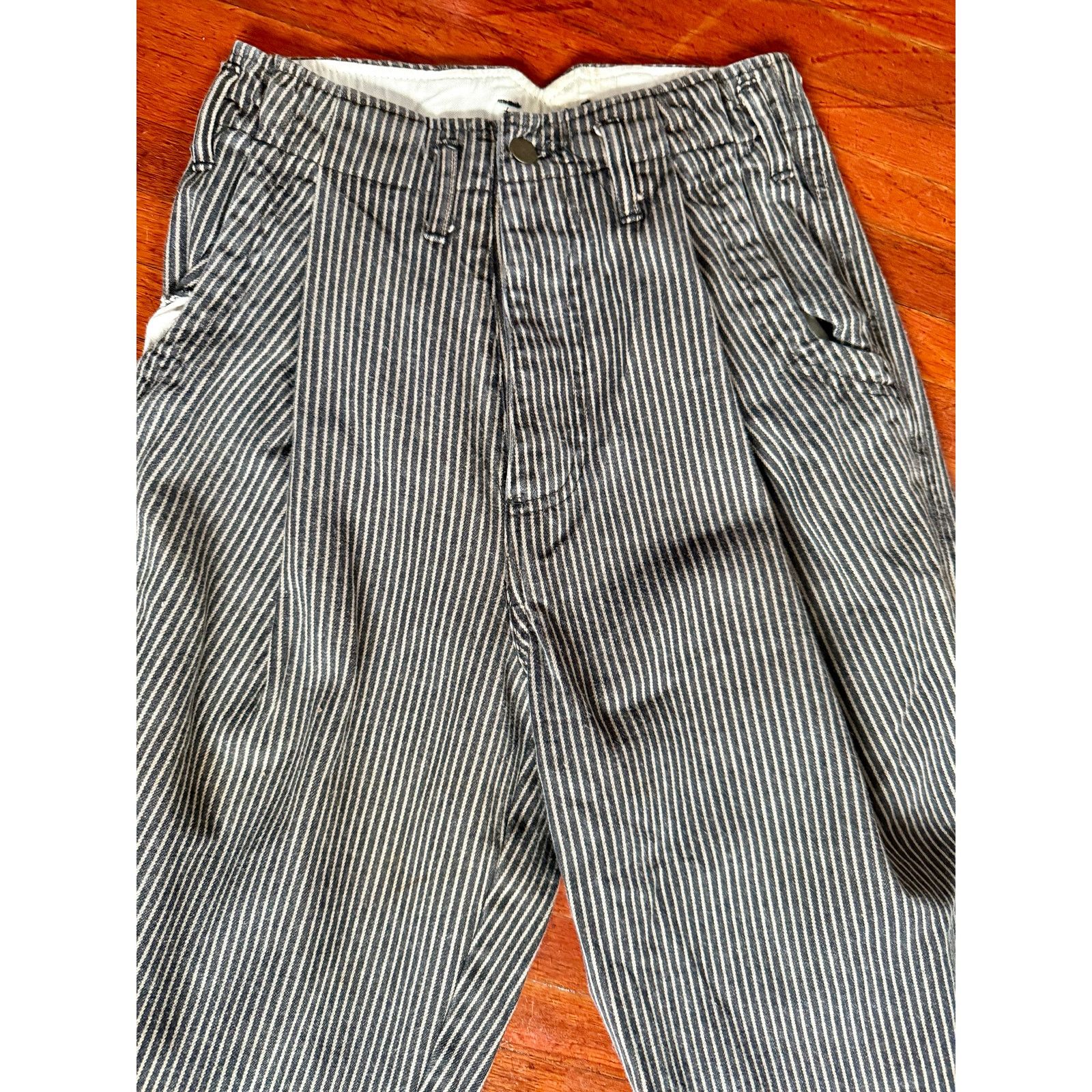 Vintage Vintage 70's Black Gray Striped Straight Leg Button Jeans XS Size 25" / US 0 / IT 36 - 3 Thumbnail
