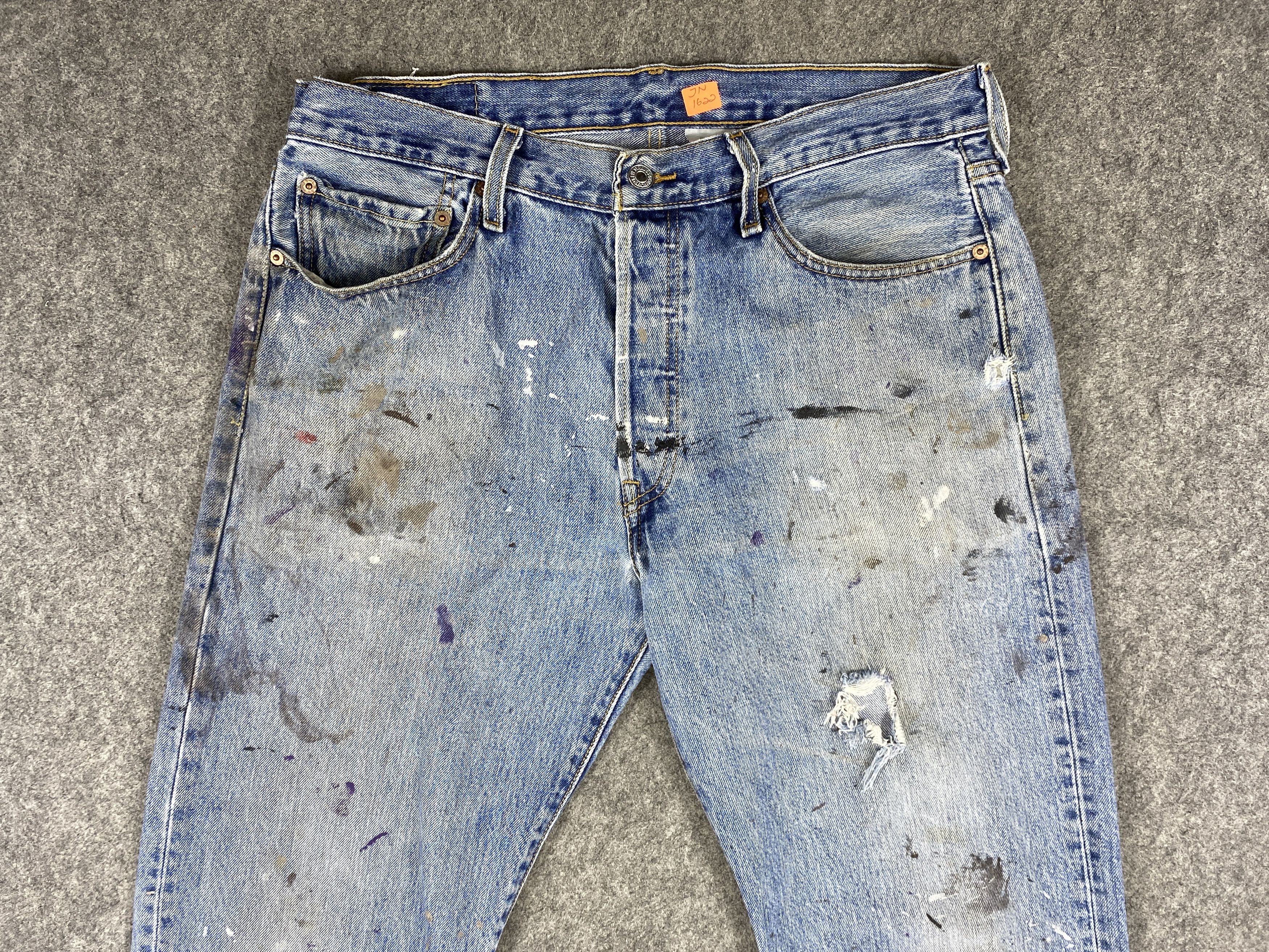 Japanese Brand Dirty Used Blue Vintage Levi's 501 Jeans 34x32.5 - JN1622 Size US 34 / EU 50 - 3 Thumbnail